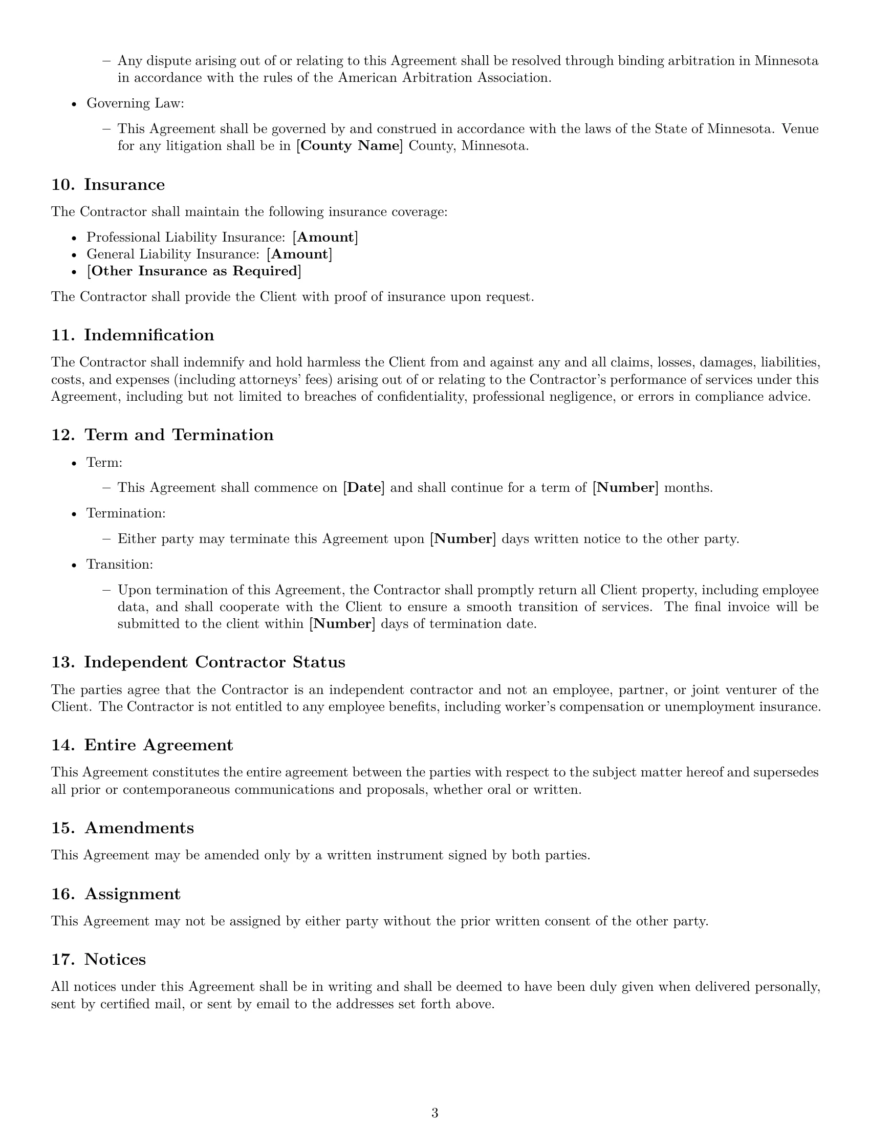 Preview page 3 of Free Minnesota hr independent contractor agreement template