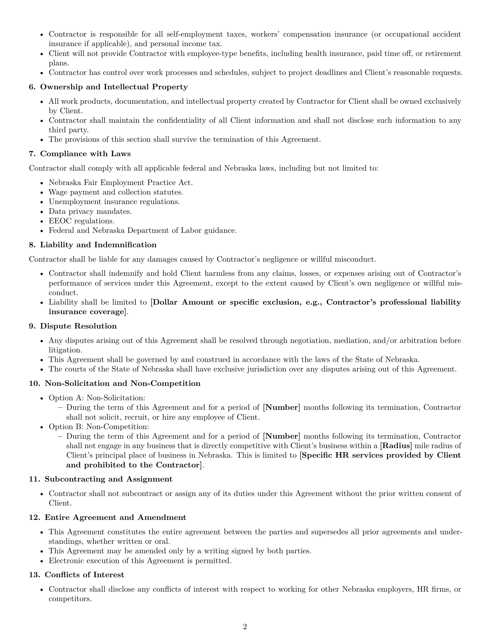 Preview page 2 of Free Nebraska hr independent contractor agreement template