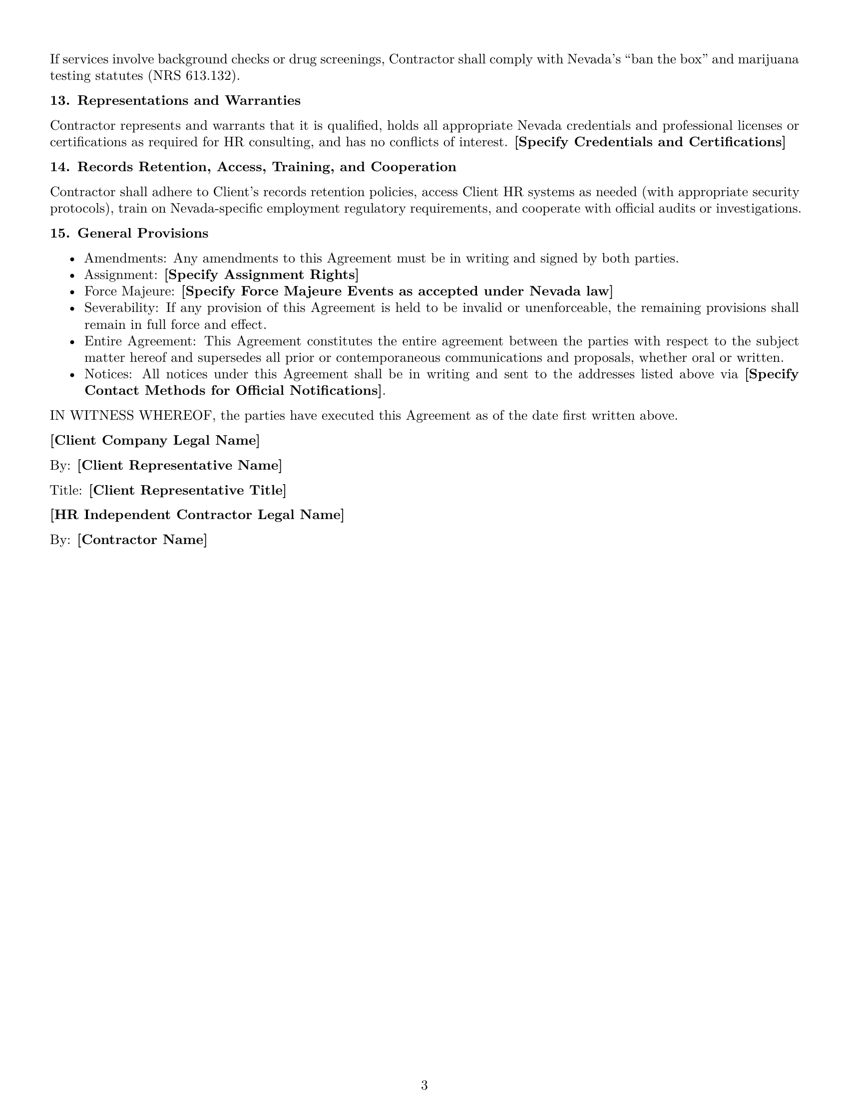 Preview page 3 of Free Nevada hr independent contractor agreement template