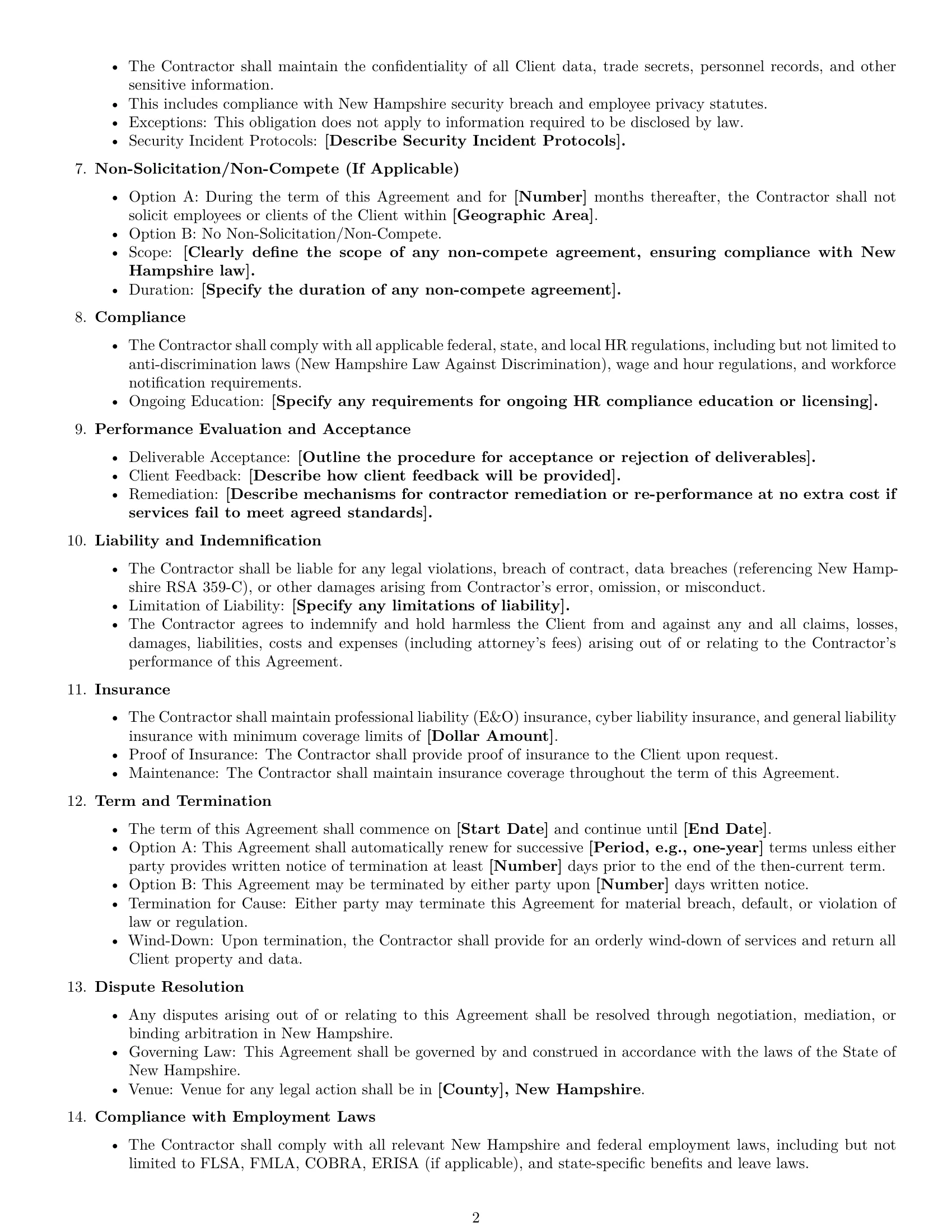 Preview page 2 of Free New Hampshire hr independent contractor agreement template