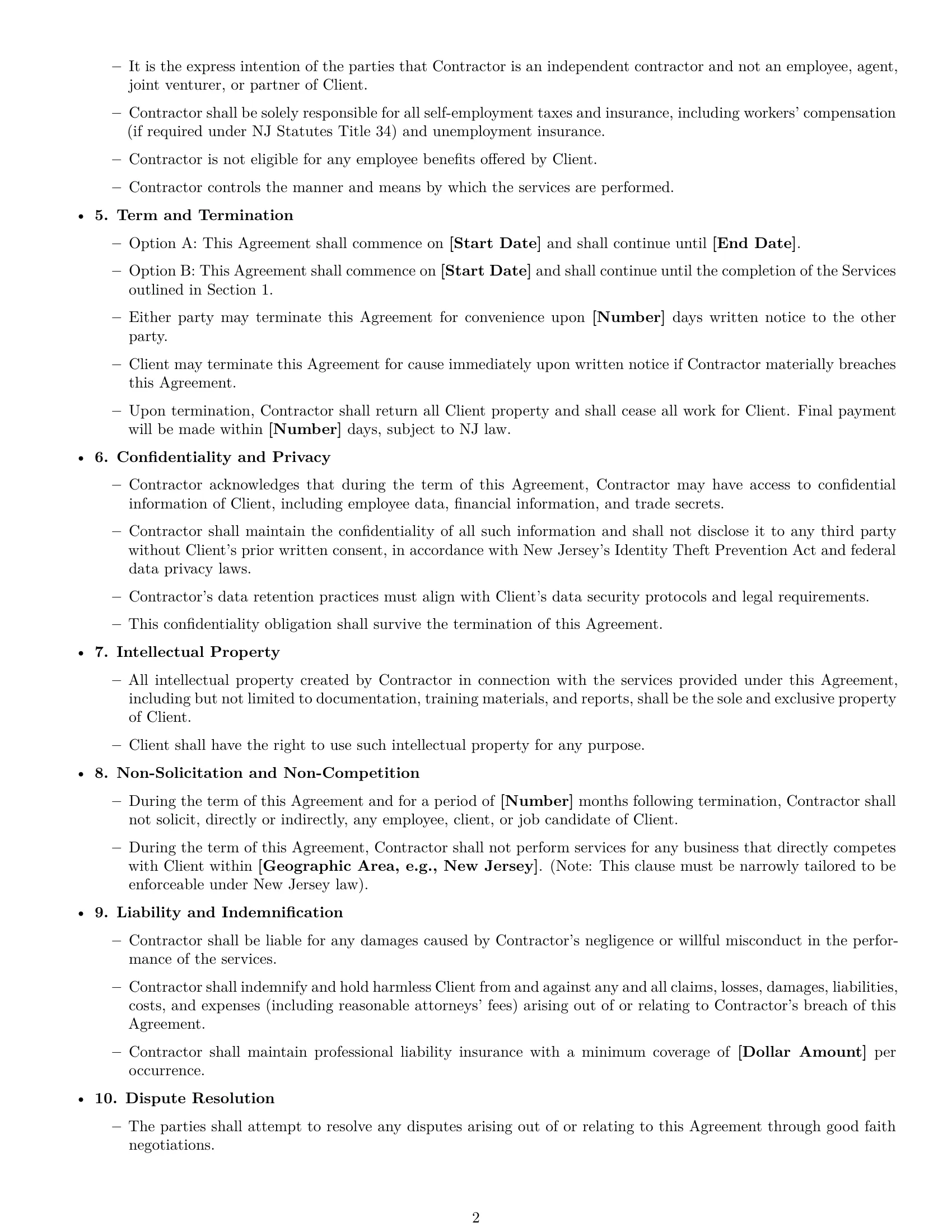 Preview page 2 of Free New Jersey hr independent contractor agreement template
