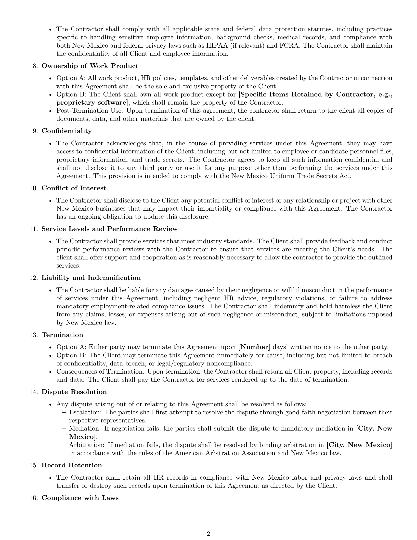 Preview page 2 of Free New Mexico hr independent contractor agreement template