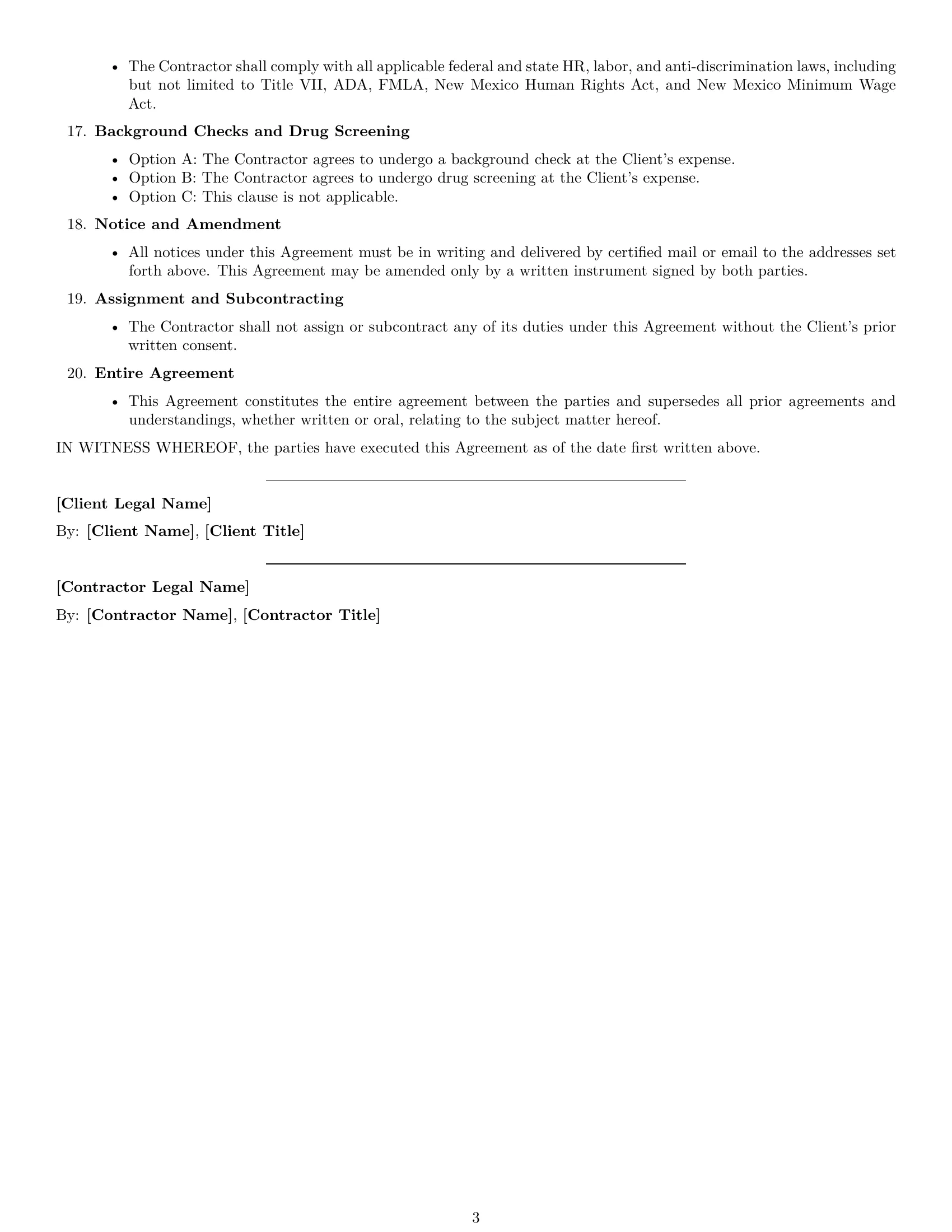 Preview page 3 of Free New Mexico hr independent contractor agreement template