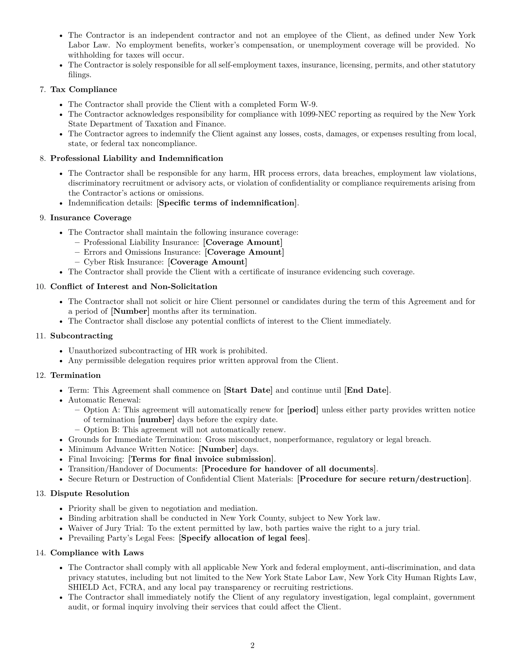 Preview page 2 of Free New York hr independent contractor agreement template