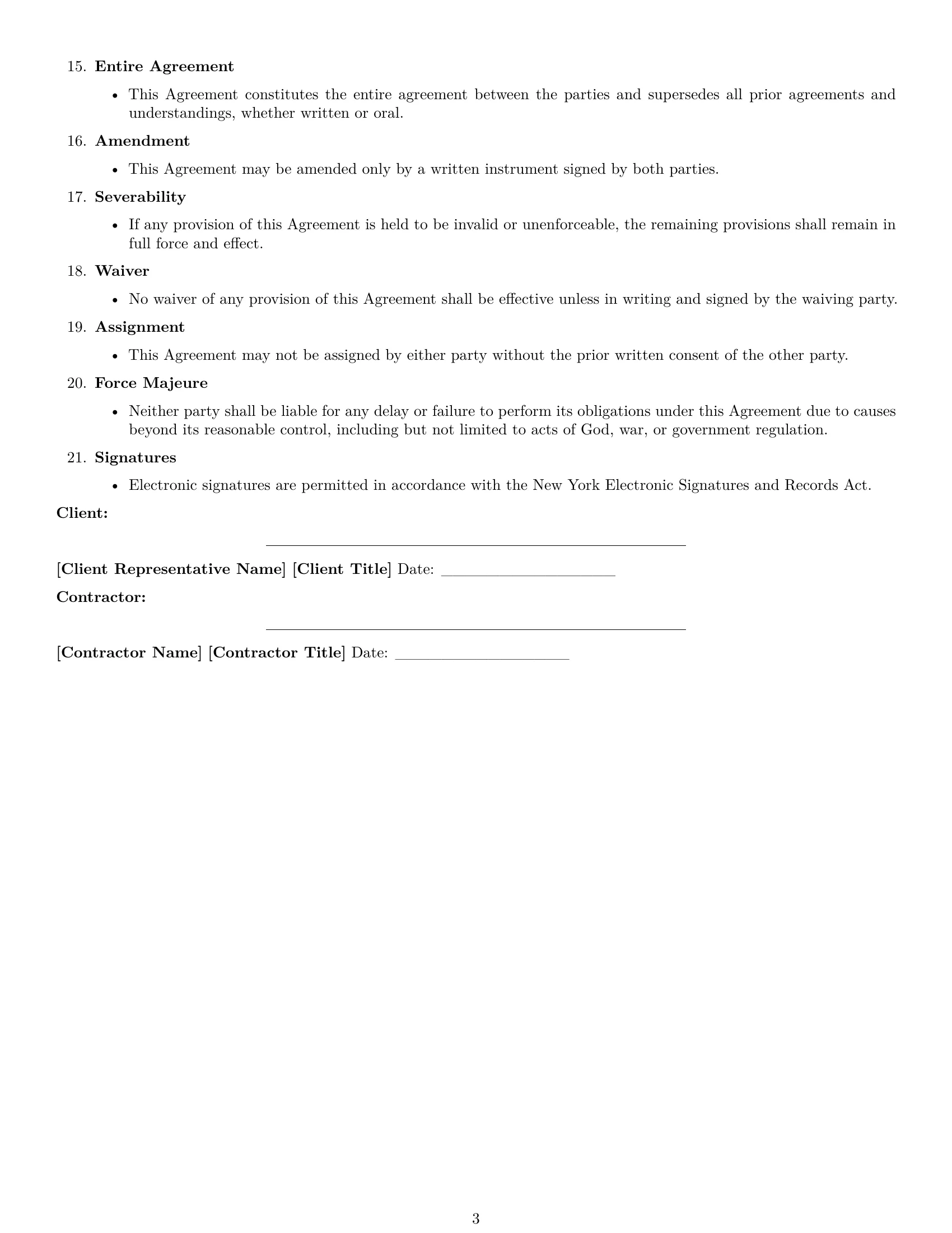 Preview page 3 of Free New York hr independent contractor agreement template