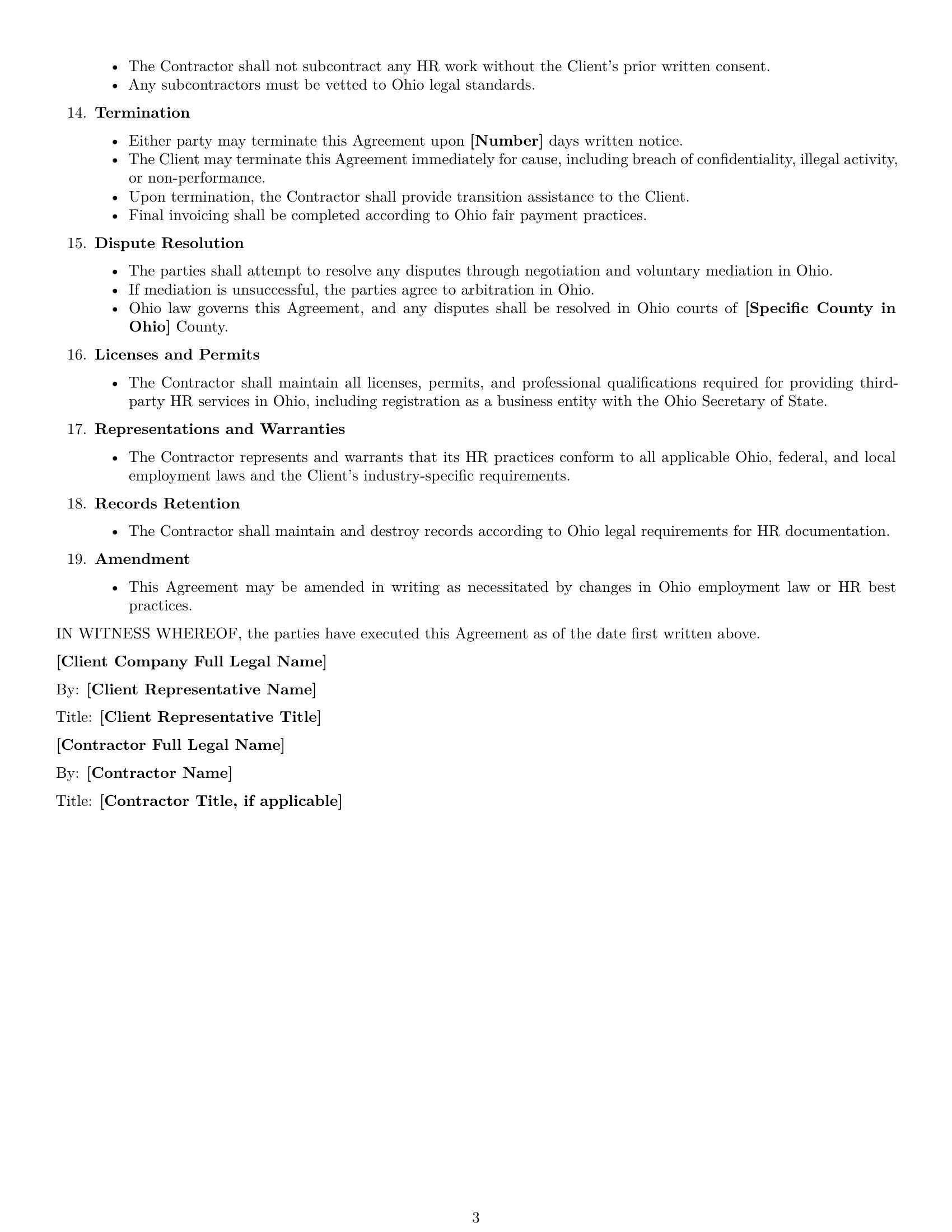 Preview page 3 of Free Ohio hr independent contractor agreement template
