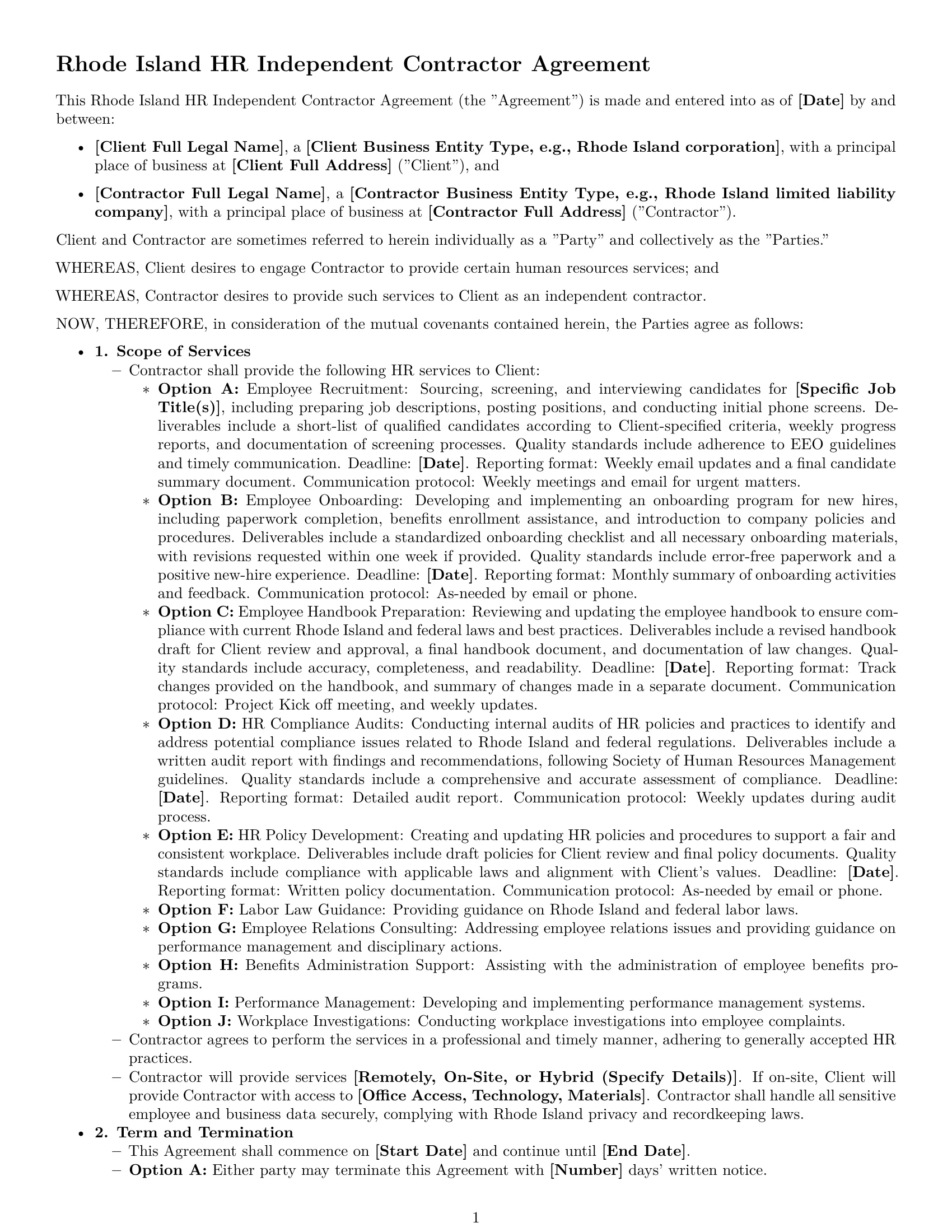Preview page 1 of Free Rhode Island hr independent contractor agreement template