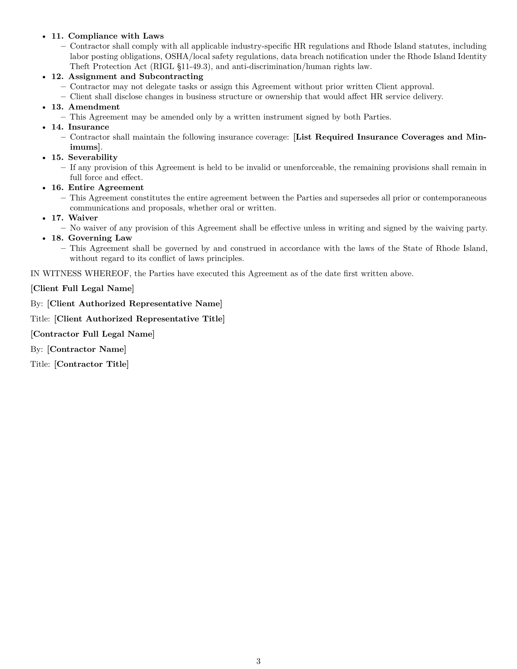 Preview page 3 of Free Rhode Island hr independent contractor agreement template