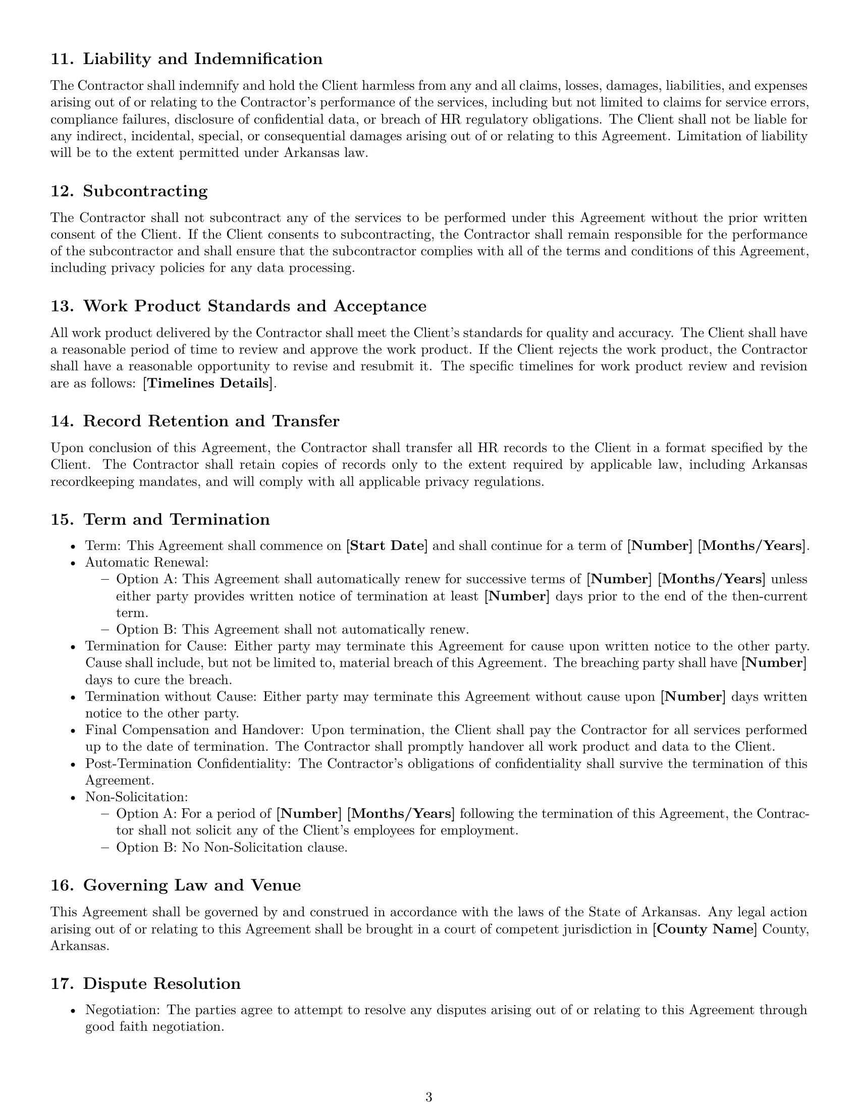 Preview page 3 of Free Arkansas hr independent contractor agreement template