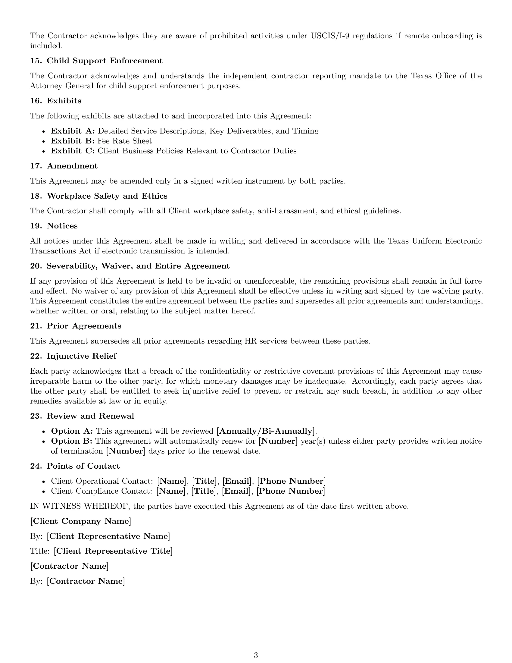 Preview page 3 of Free Texas hr independent contractor agreement template