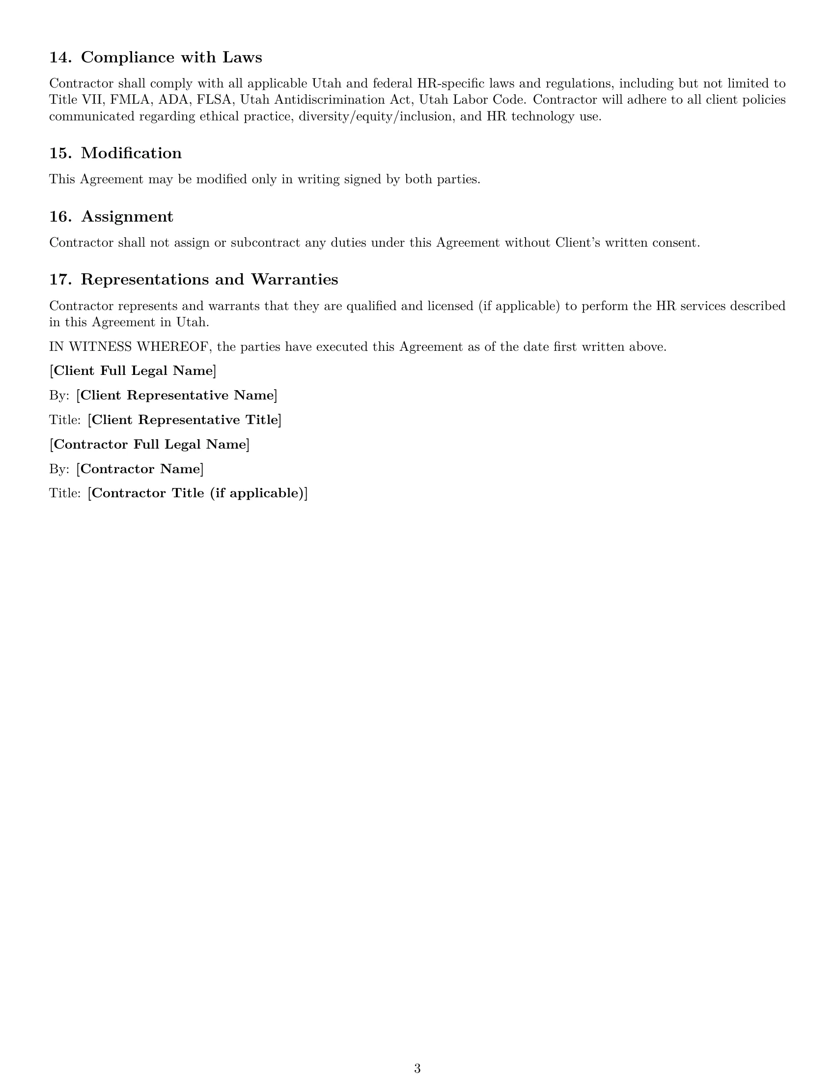 Preview page 3 of Free Utah hr independent contractor agreement template