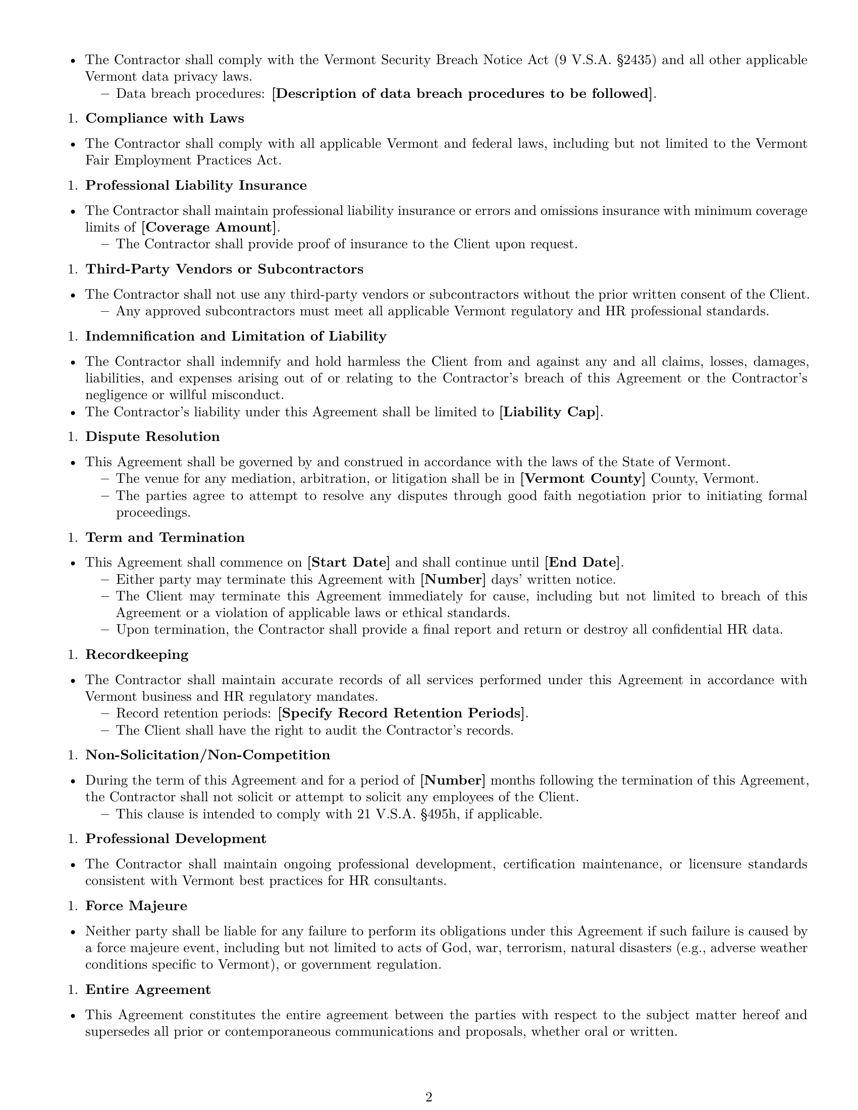 Preview page 2 of Free Vermont hr independent contractor agreement template