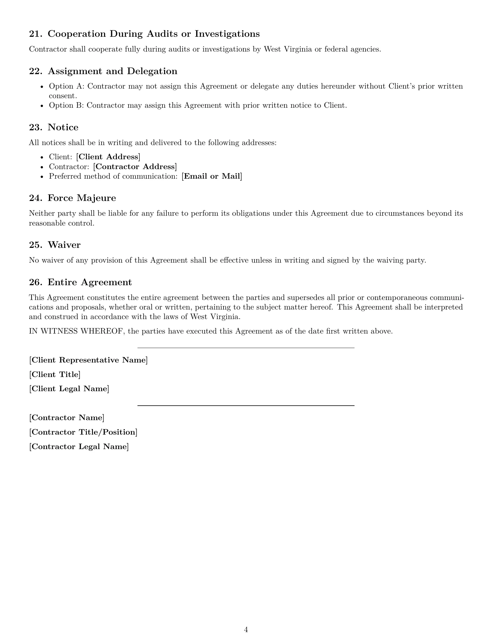 Preview page 4 of Free West Virginia hr independent contractor agreement template