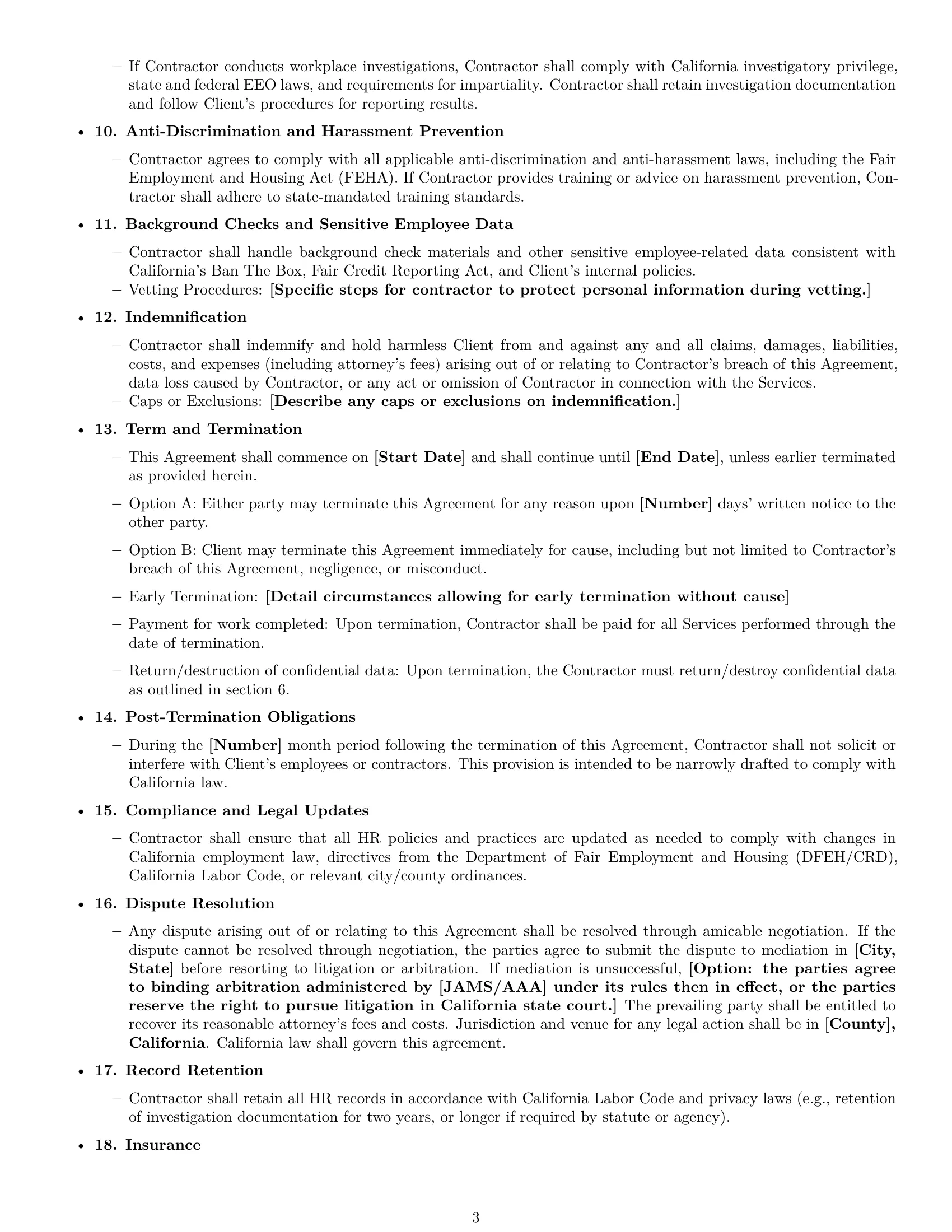 Preview page 3 of Free California hr independent contractor agreement template