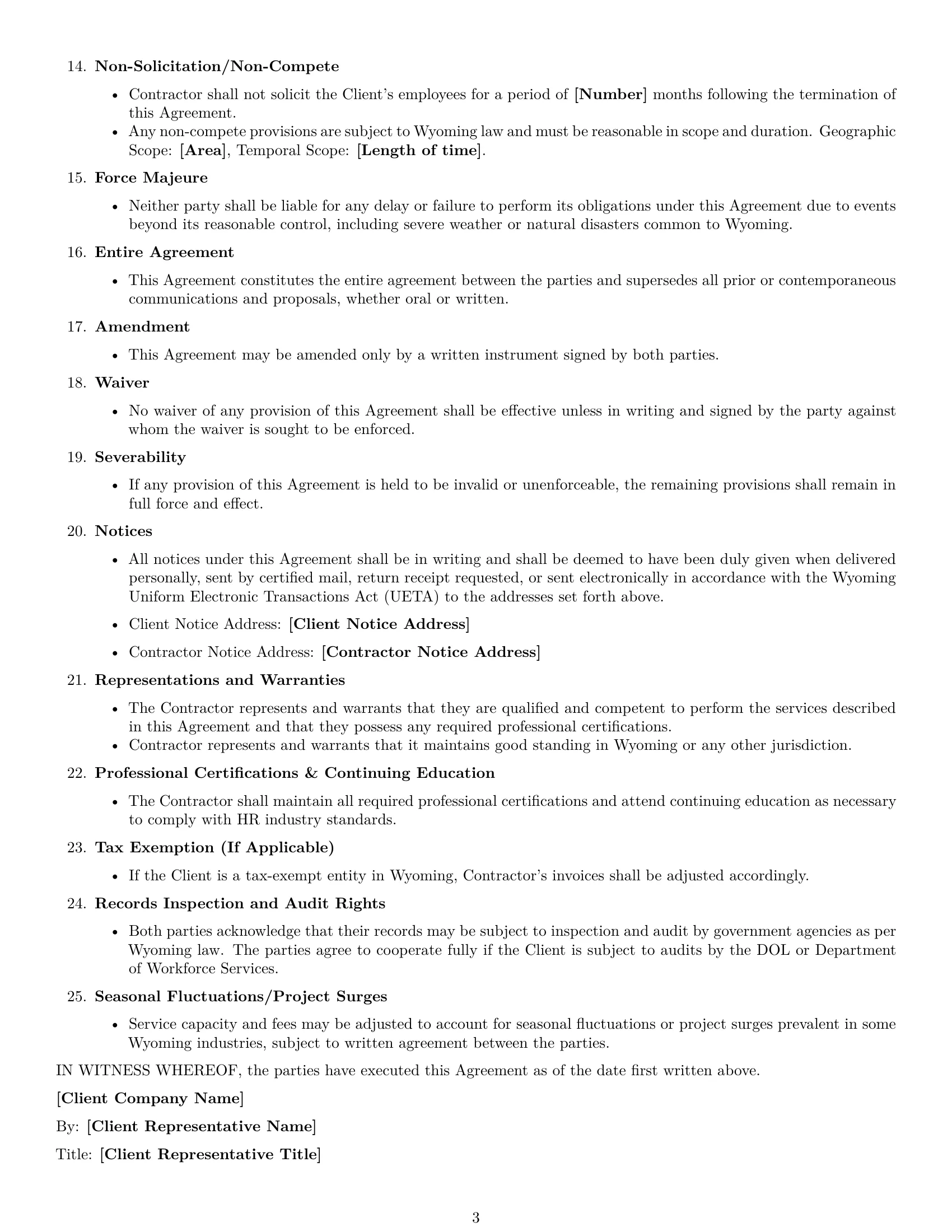 Preview page 3 of Free Wyoming hr independent contractor agreement template