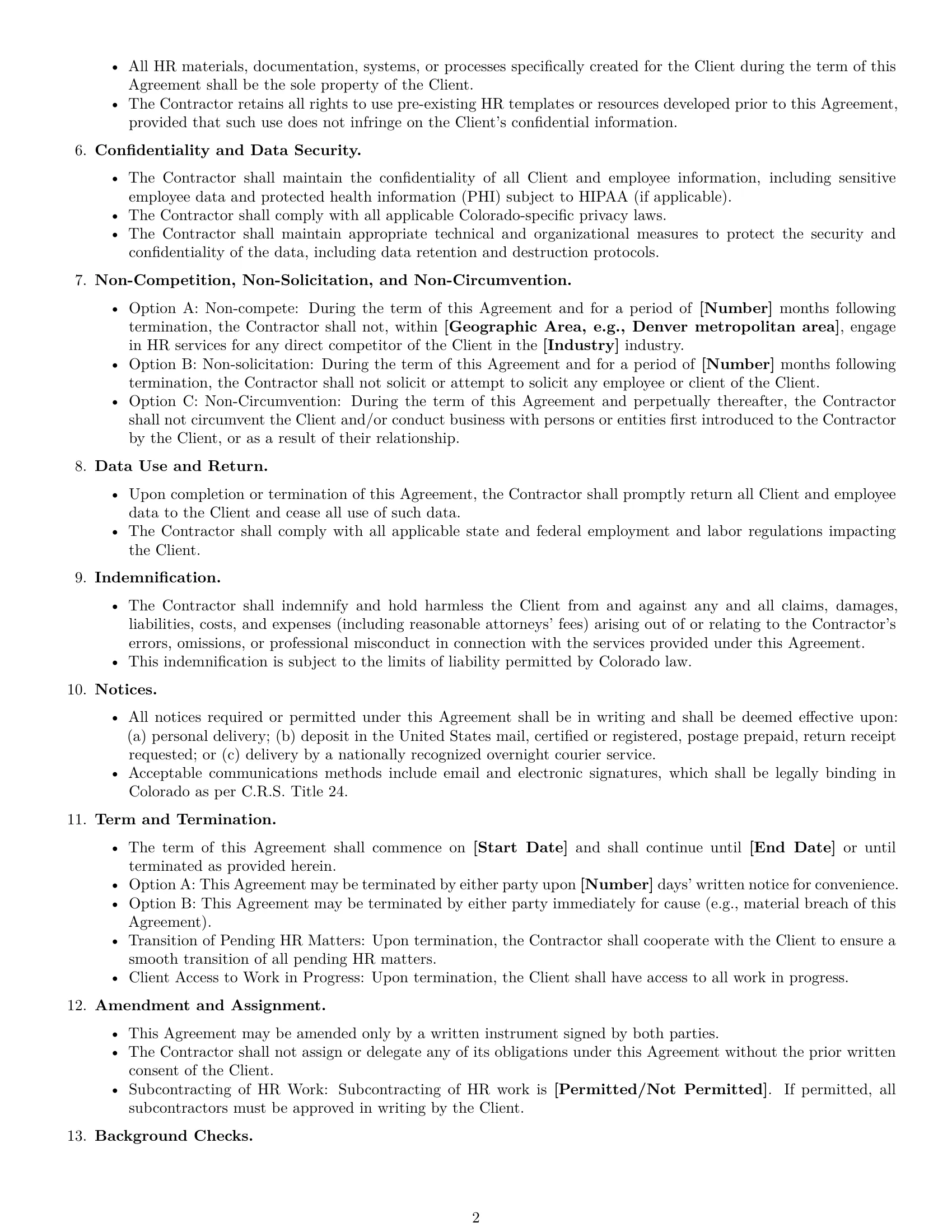 Preview page 2 of Free Colorado hr independent contractor agreement template