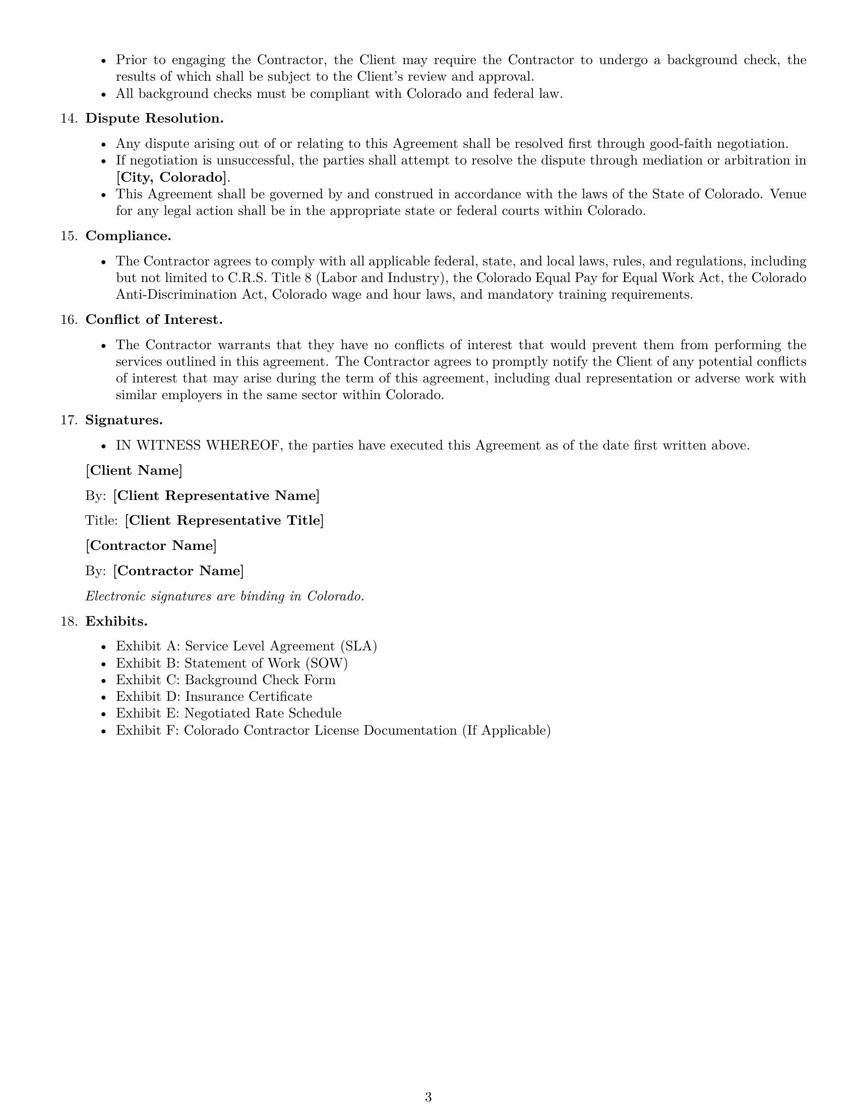 Preview page 3 of Free Colorado hr independent contractor agreement template