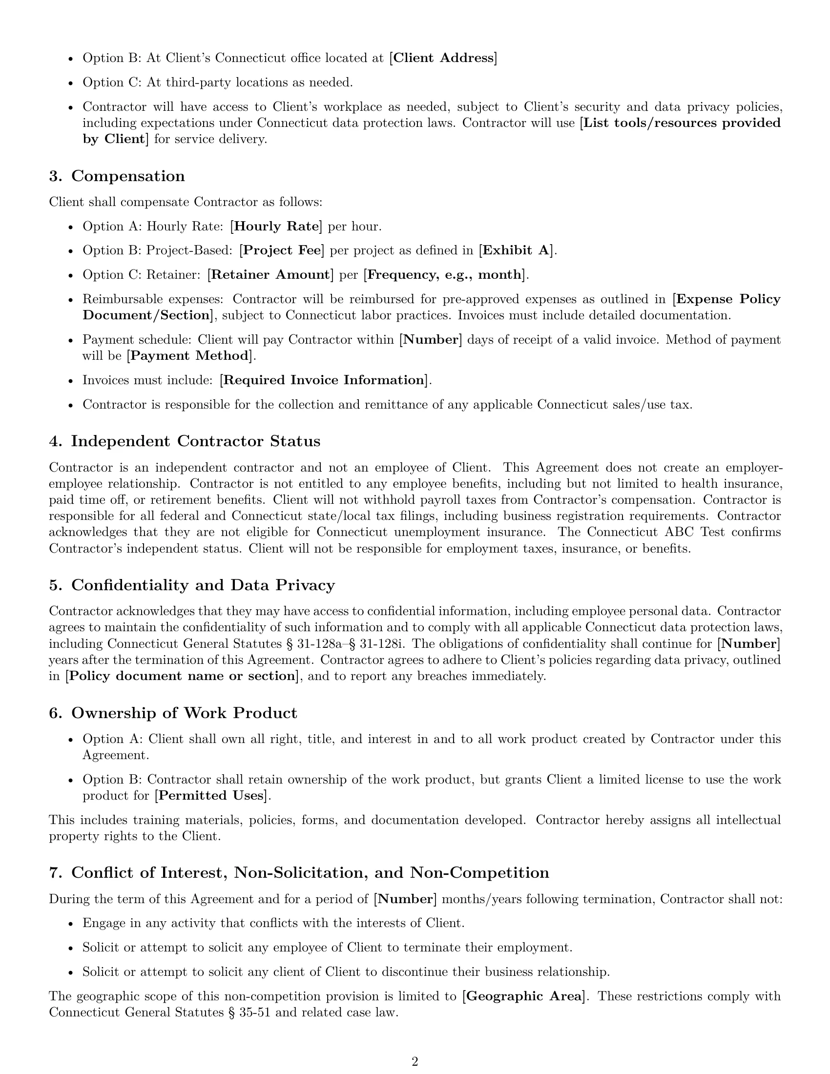 Preview page 2 of Free Connecticut hr independent contractor agreement template