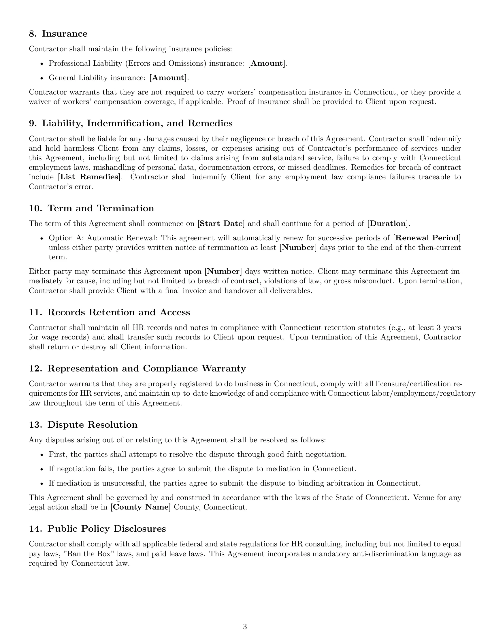 Preview page 3 of Free Connecticut hr independent contractor agreement template