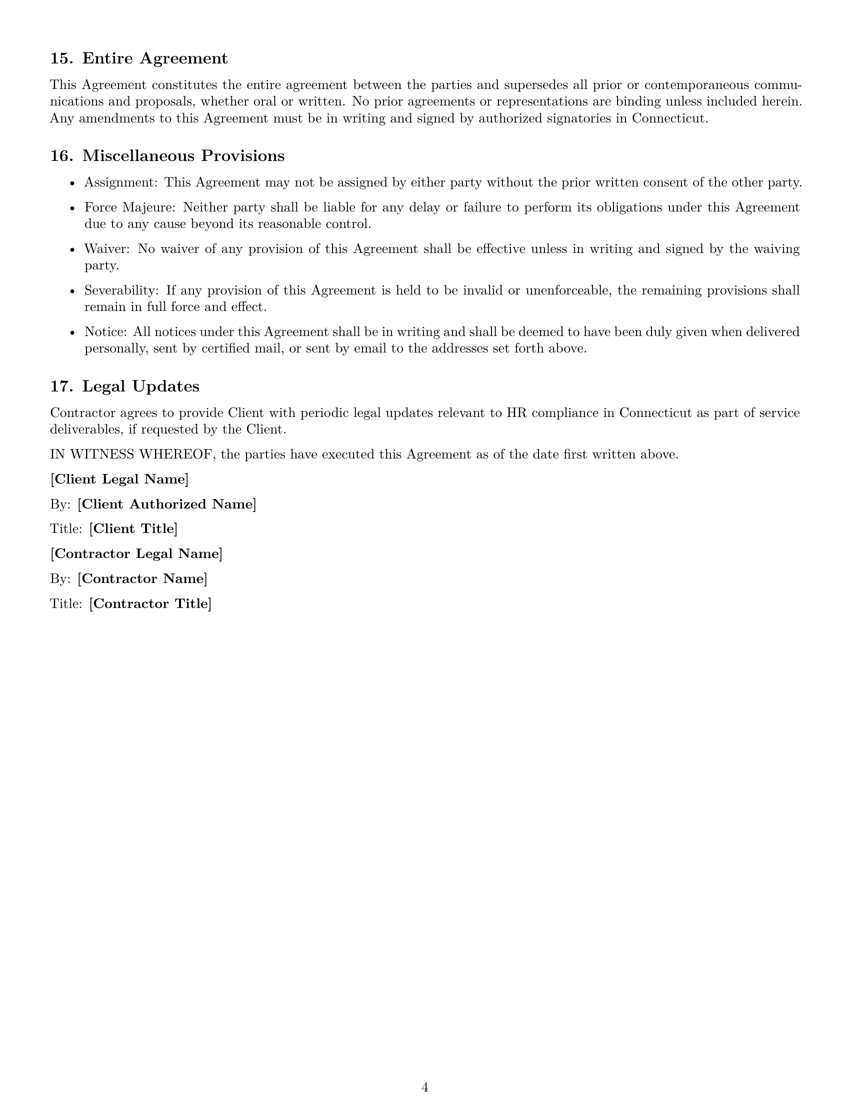Preview page 4 of Free Connecticut hr independent contractor agreement template