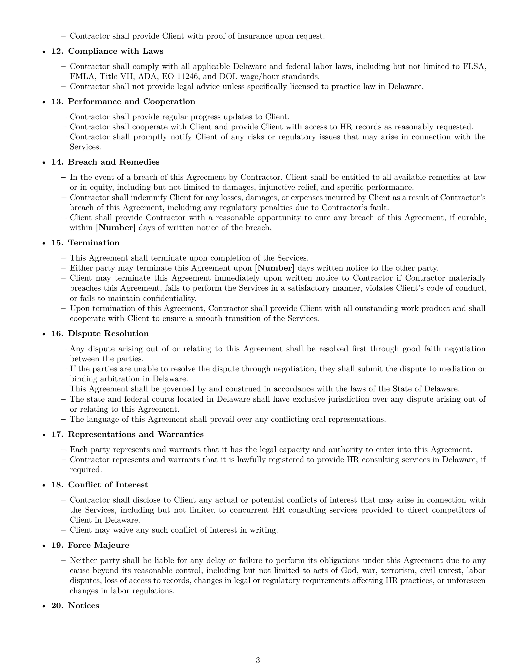 Preview page 3 of Free Delaware hr independent contractor agreement template