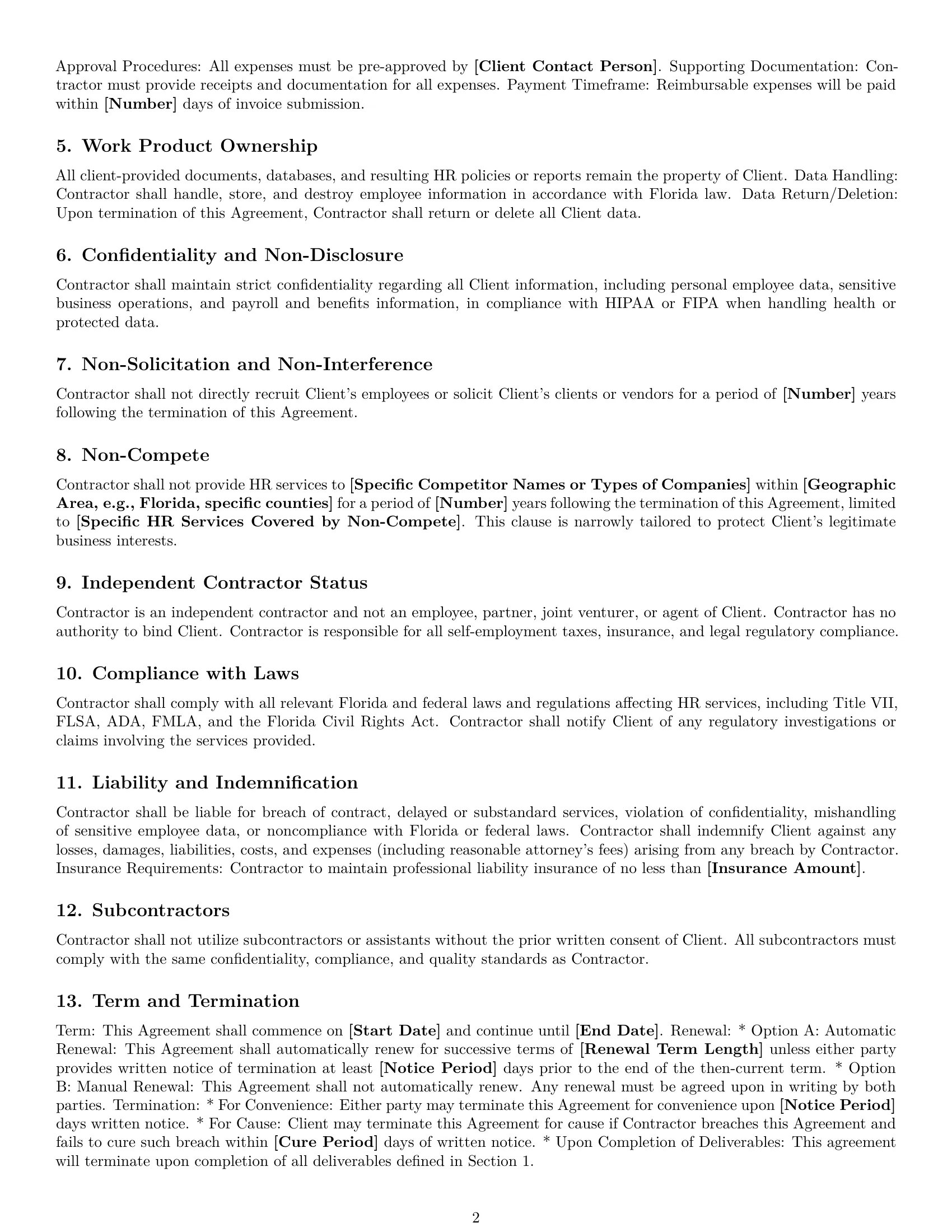 Preview page 2 of Free Florida hr independent contractor agreement template