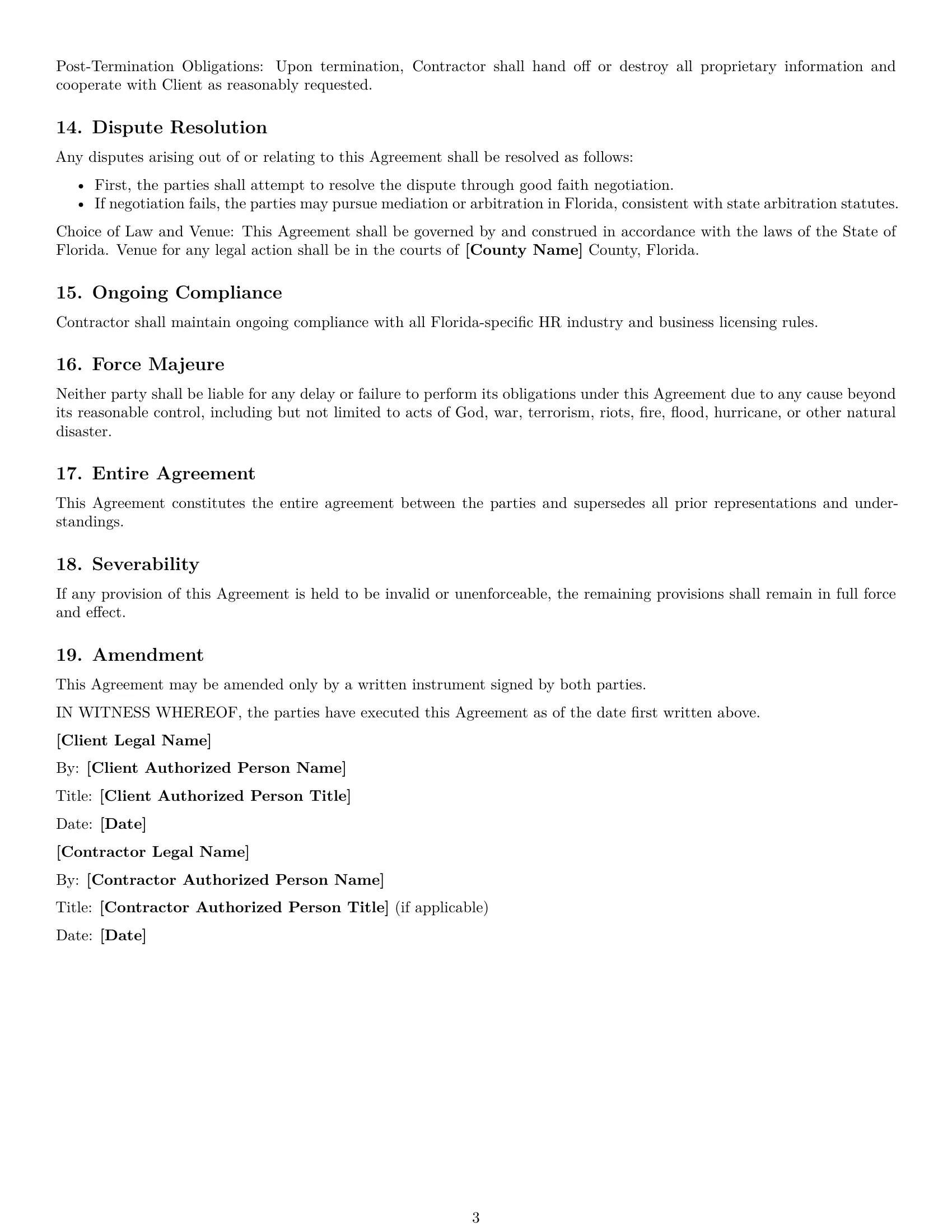 Preview page 3 of Free Florida hr independent contractor agreement template