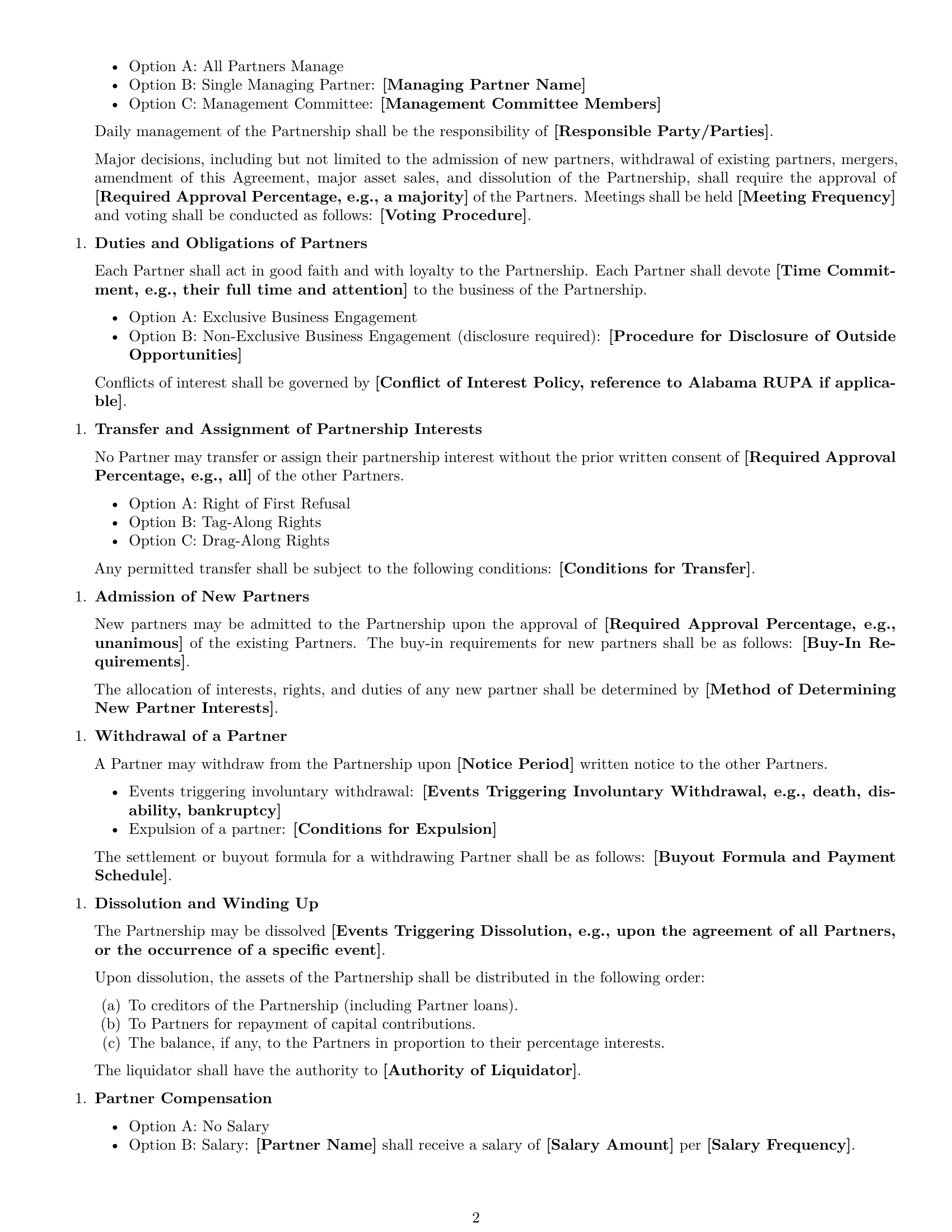 Preview page 2 of Free Alabama partnership agreement template
