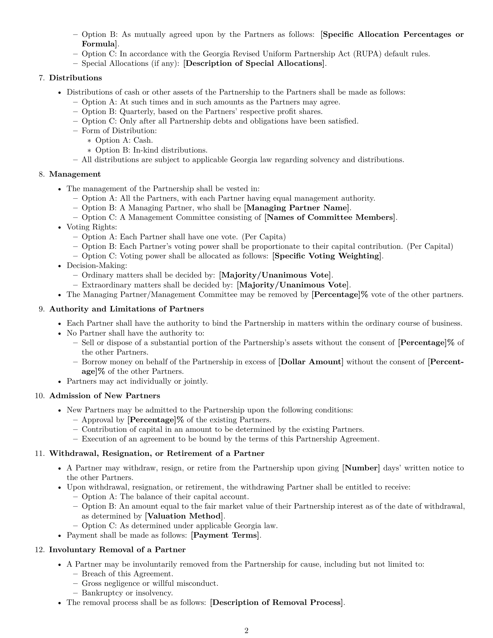 Preview page 2 of Free Georgia partnership agreement template