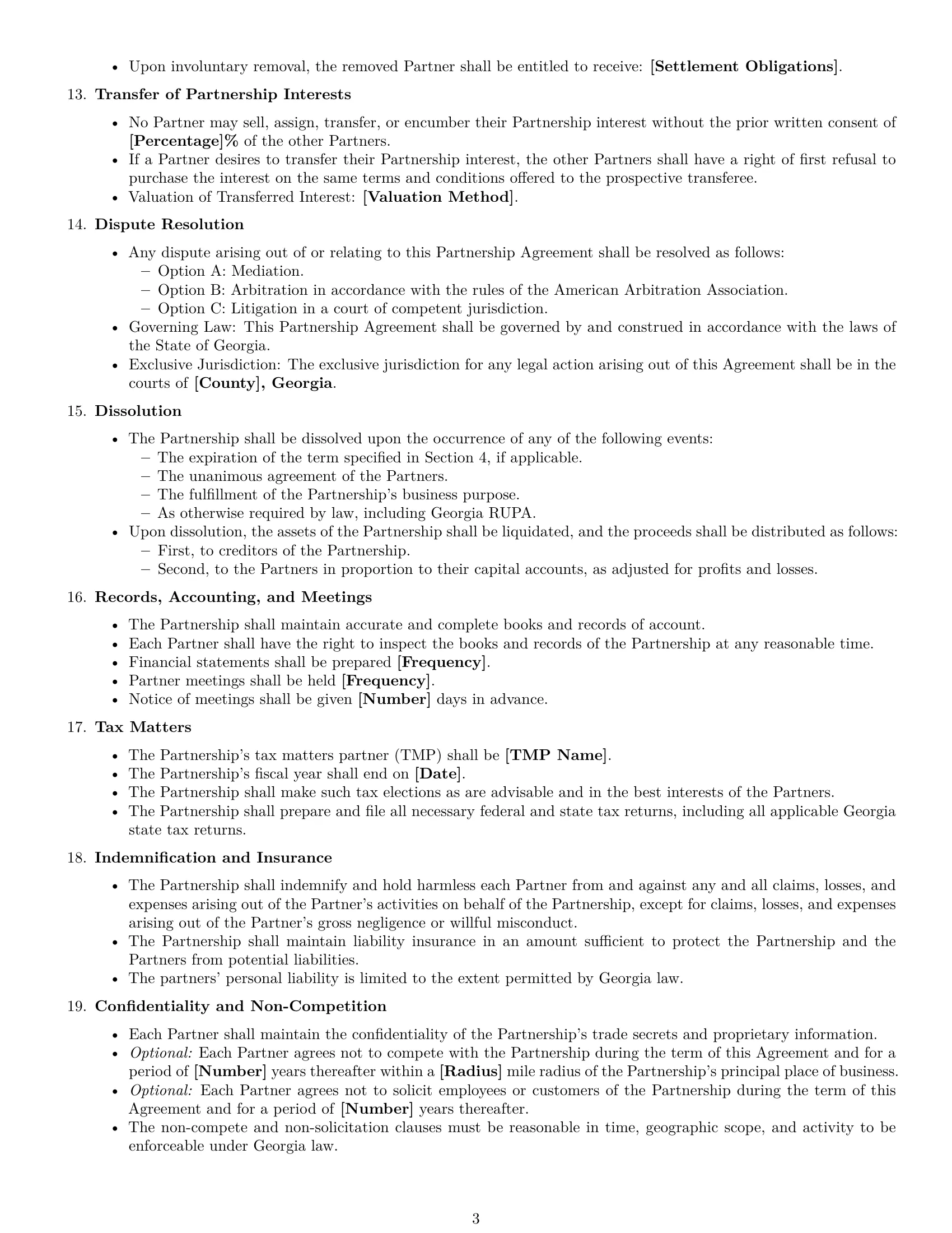 Preview page 3 of Free Georgia partnership agreement template