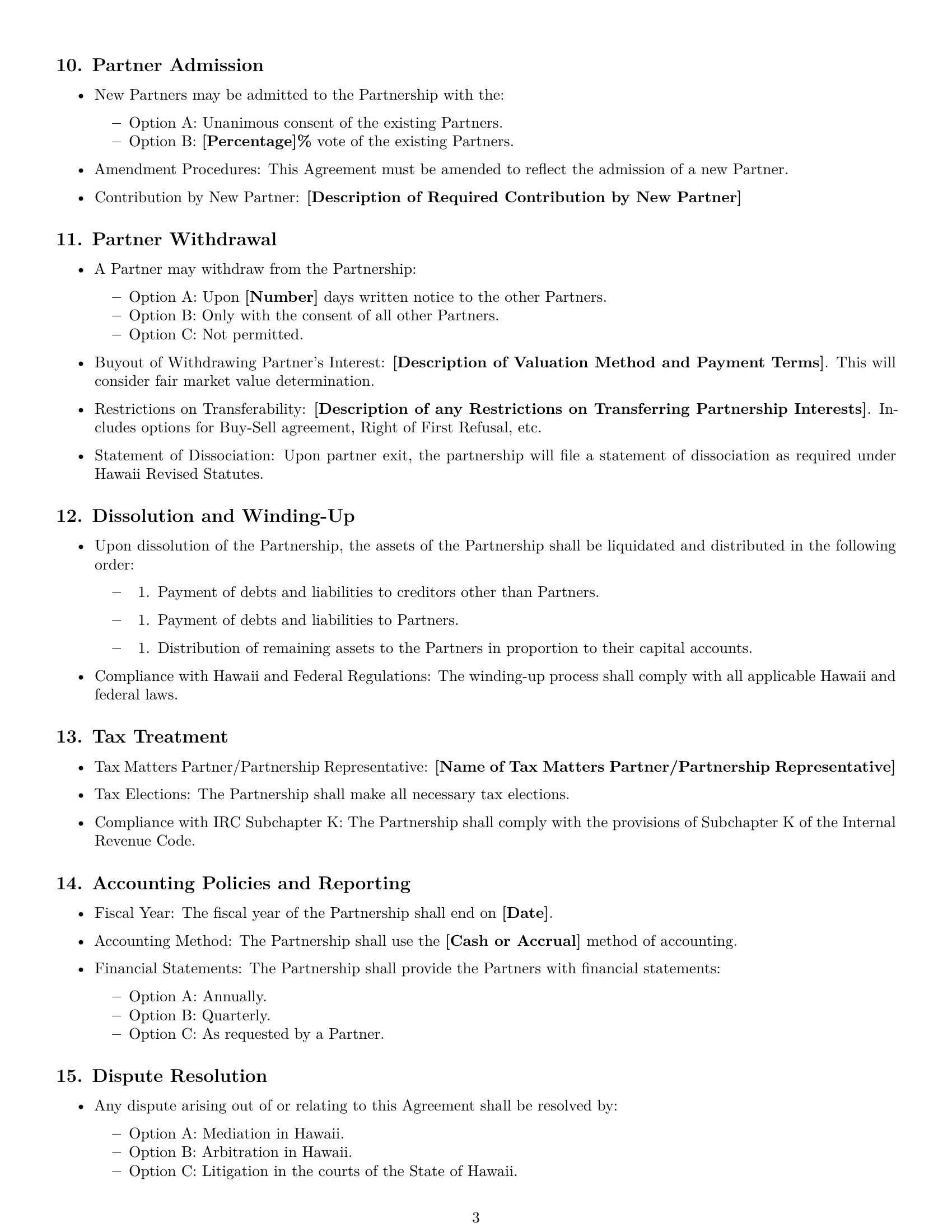 Preview page 3 of Free Hawaii partnership agreement template