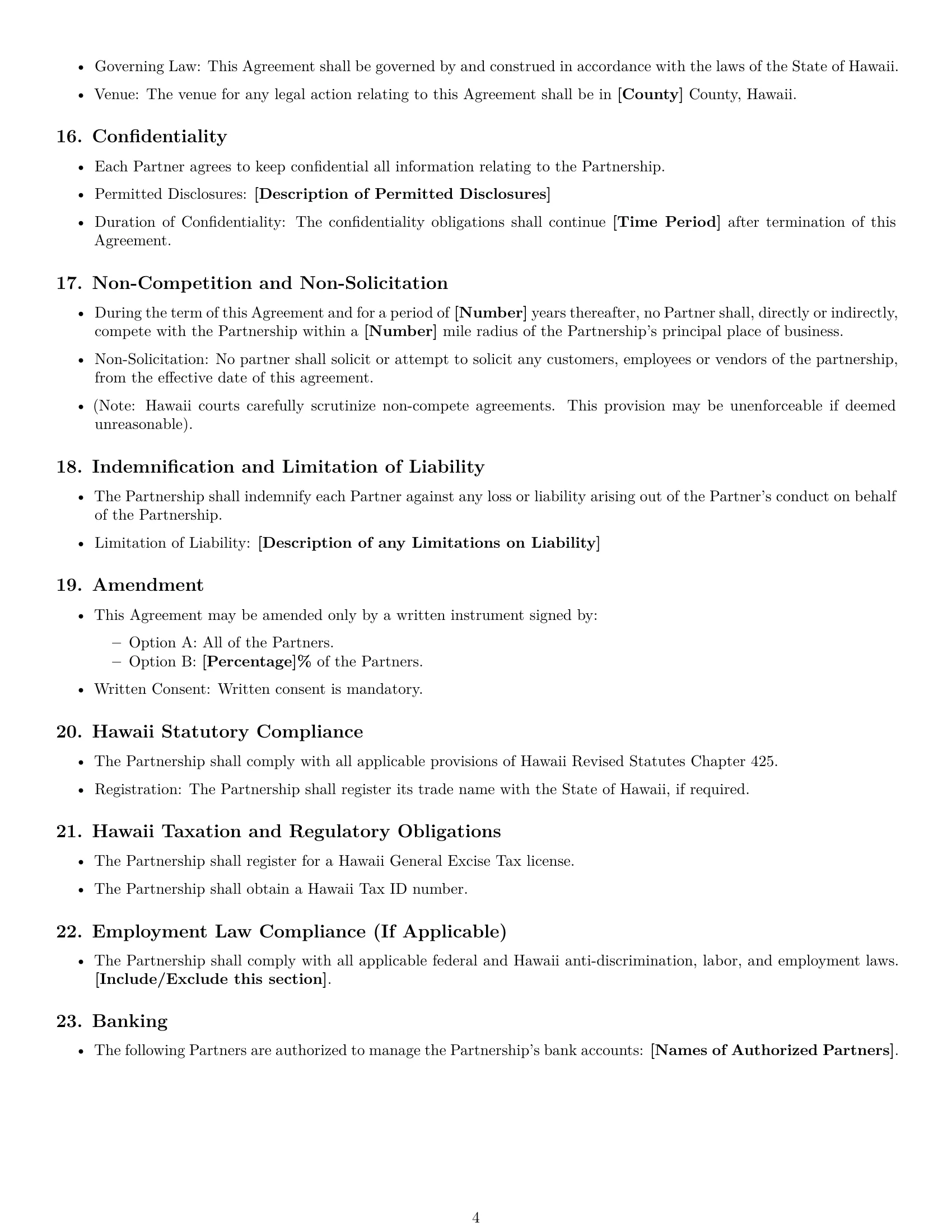 Preview page 4 of Free Hawaii partnership agreement template