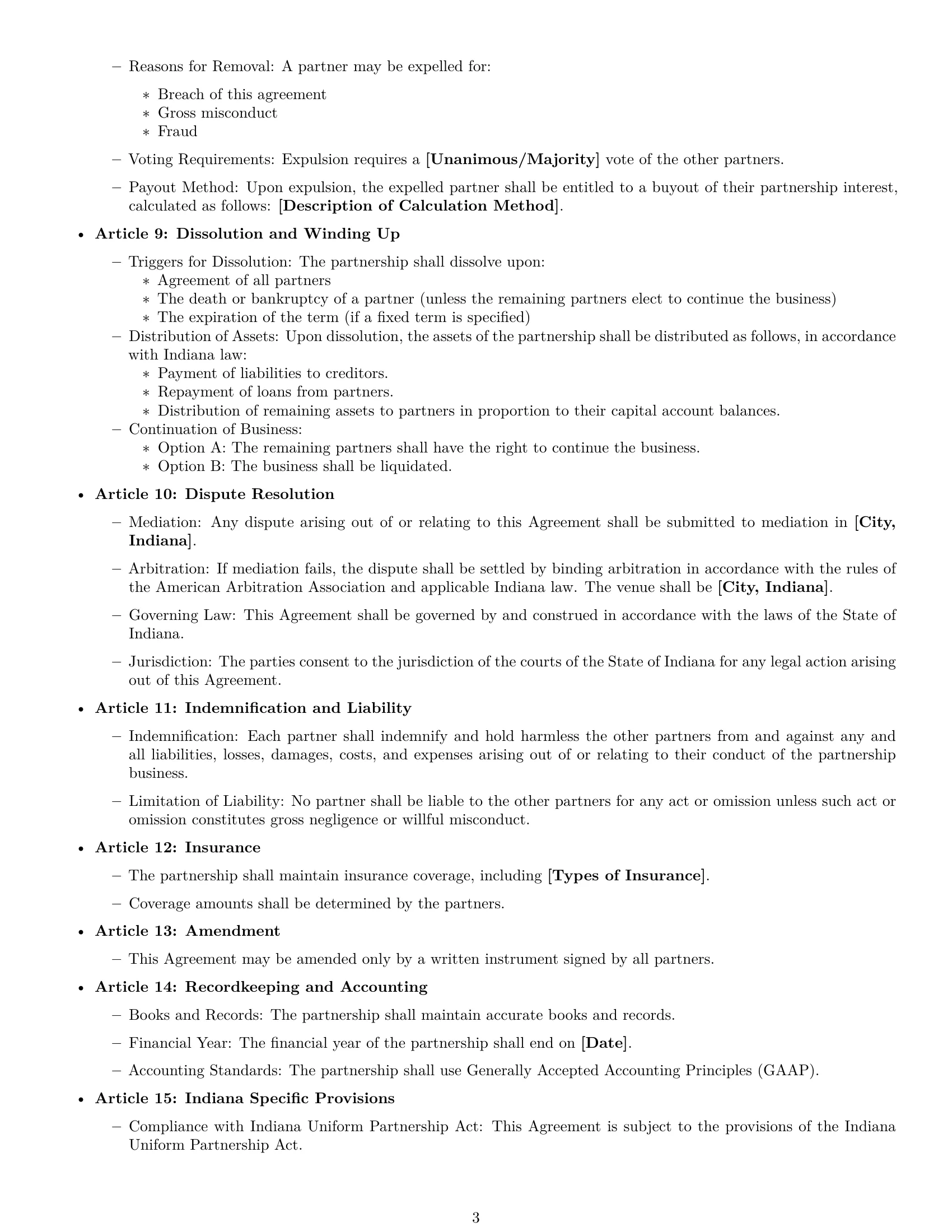Preview page 3 of Free Indiana partnership agreement template