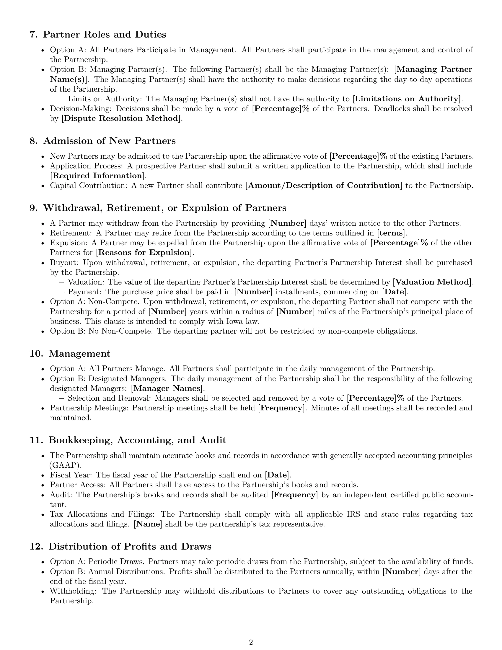 Preview page 2 of Free Iowa partnership agreement template
