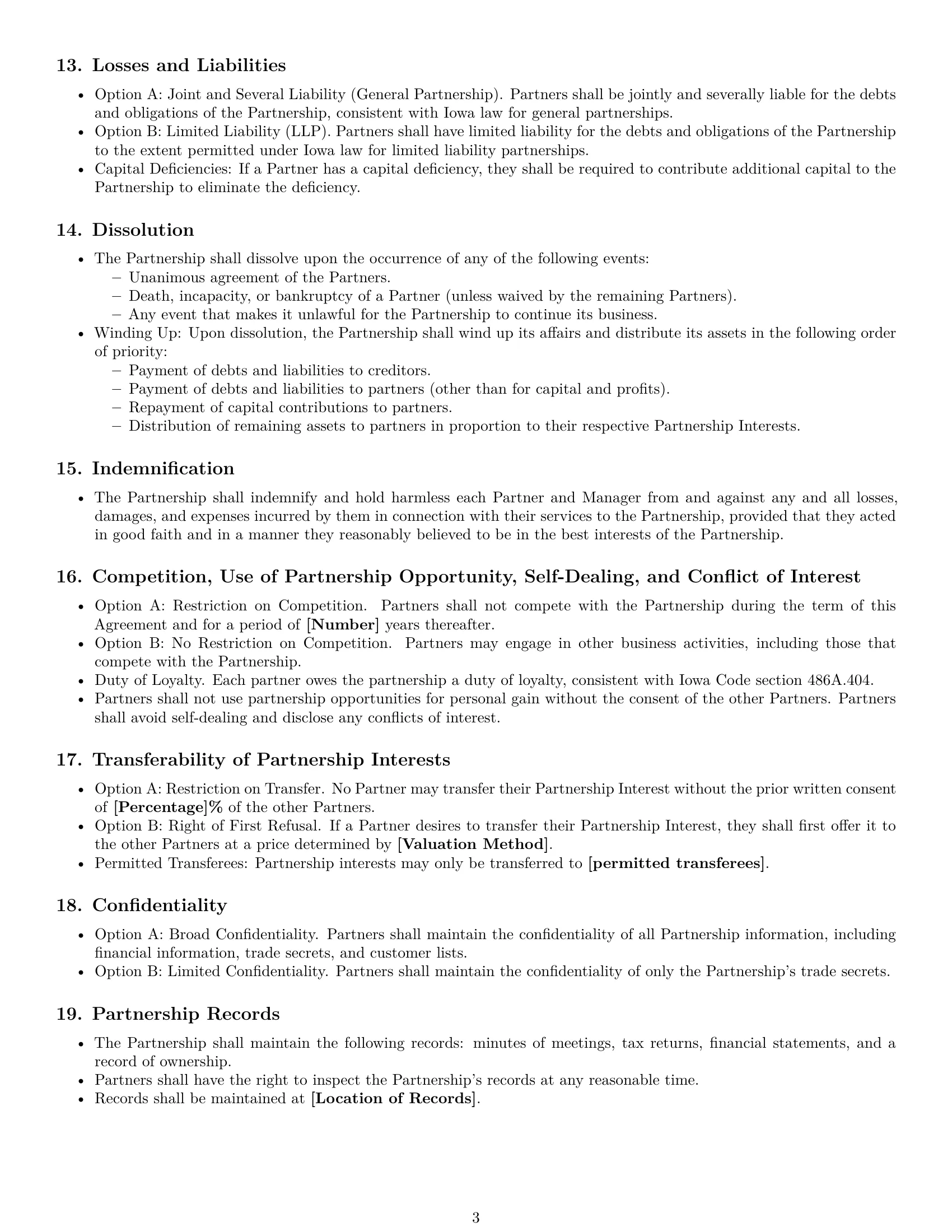 Preview page 3 of Free Iowa partnership agreement template