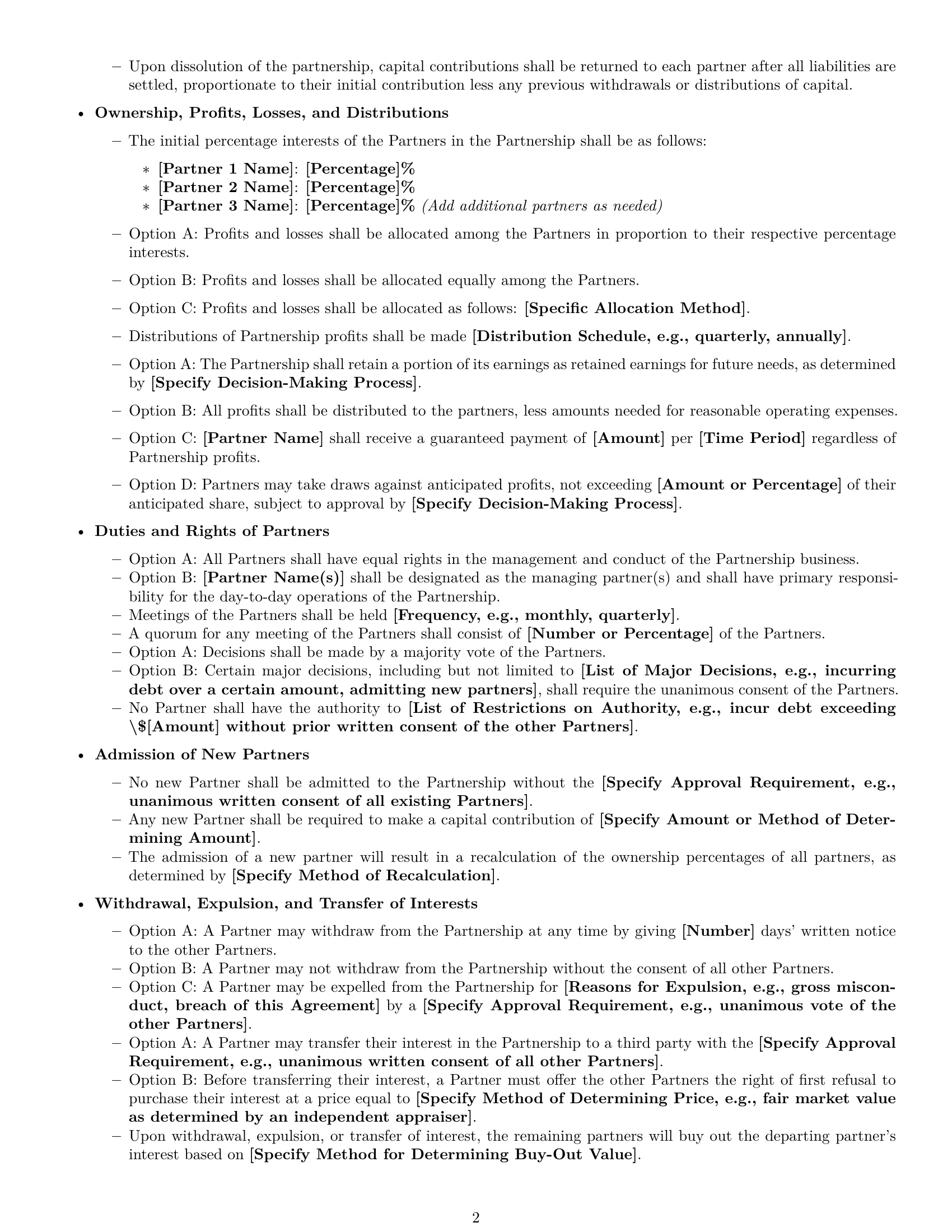 Preview page 2 of Free Kansas partnership agreement template