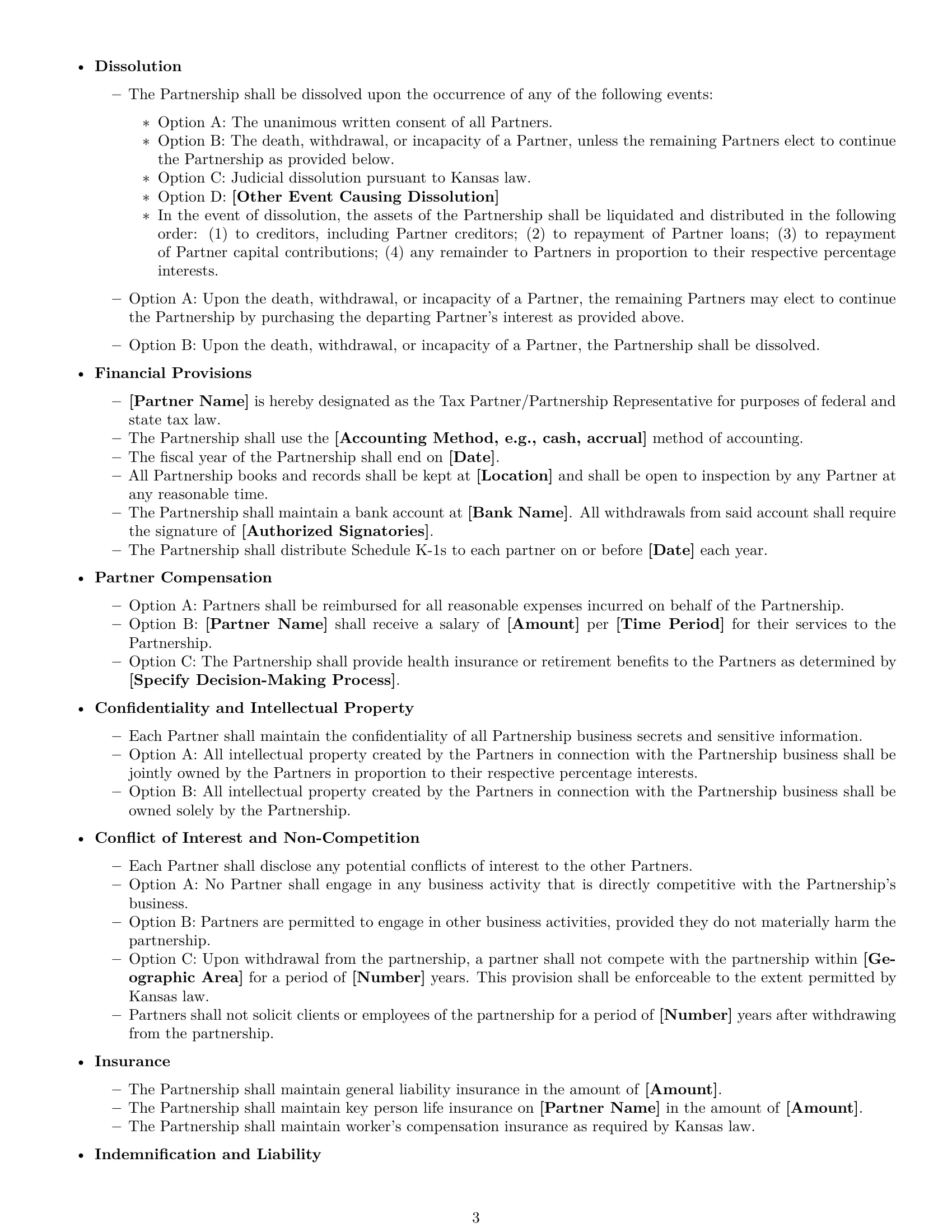 Preview page 3 of Free Kansas partnership agreement template
