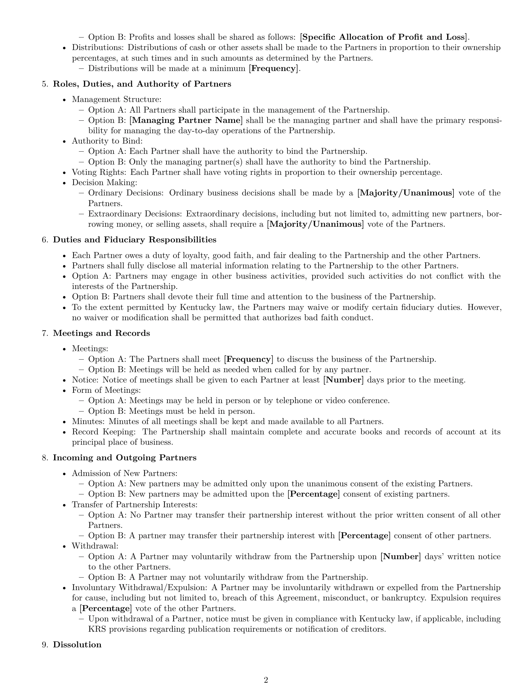 Preview page 2 of Free Kentucky partnership agreement template