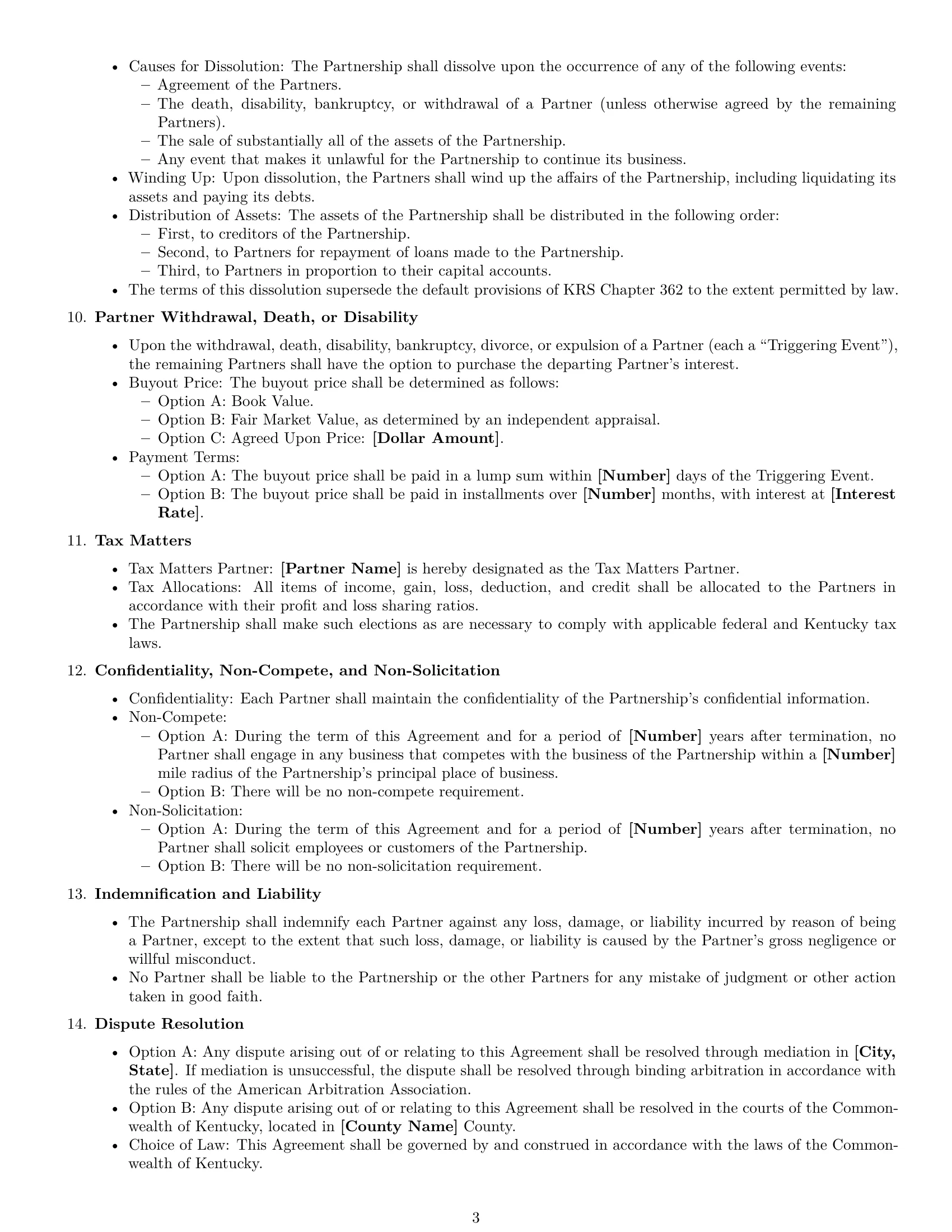Preview page 3 of Free Kentucky partnership agreement template
