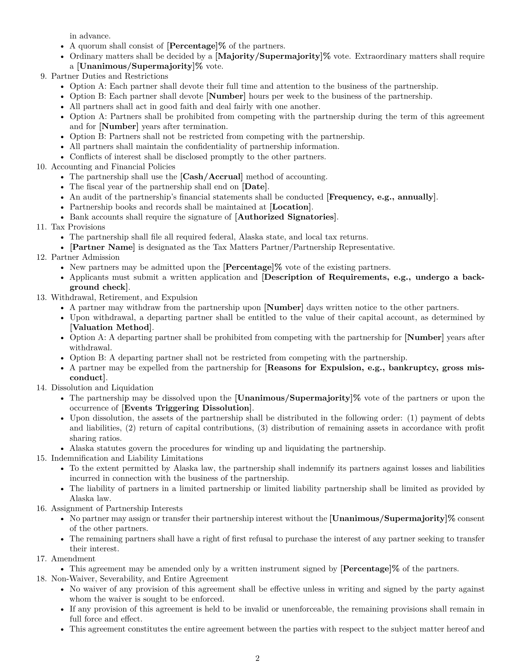 Preview page 2 of Free Alaska partnership agreement template