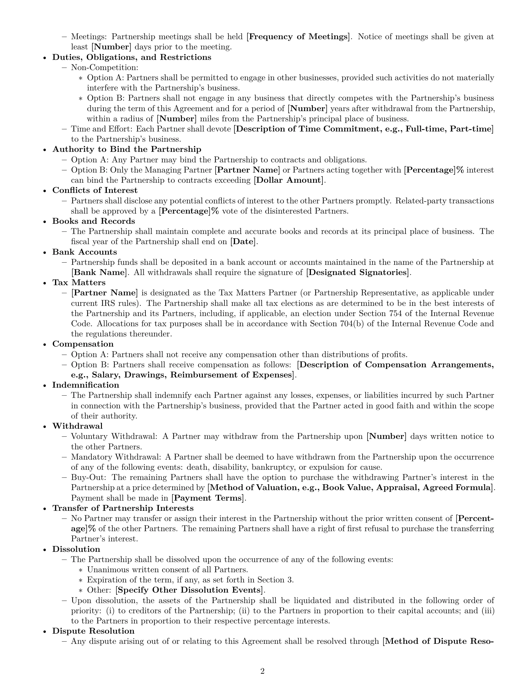 Preview page 2 of Free Maryland partnership agreement template