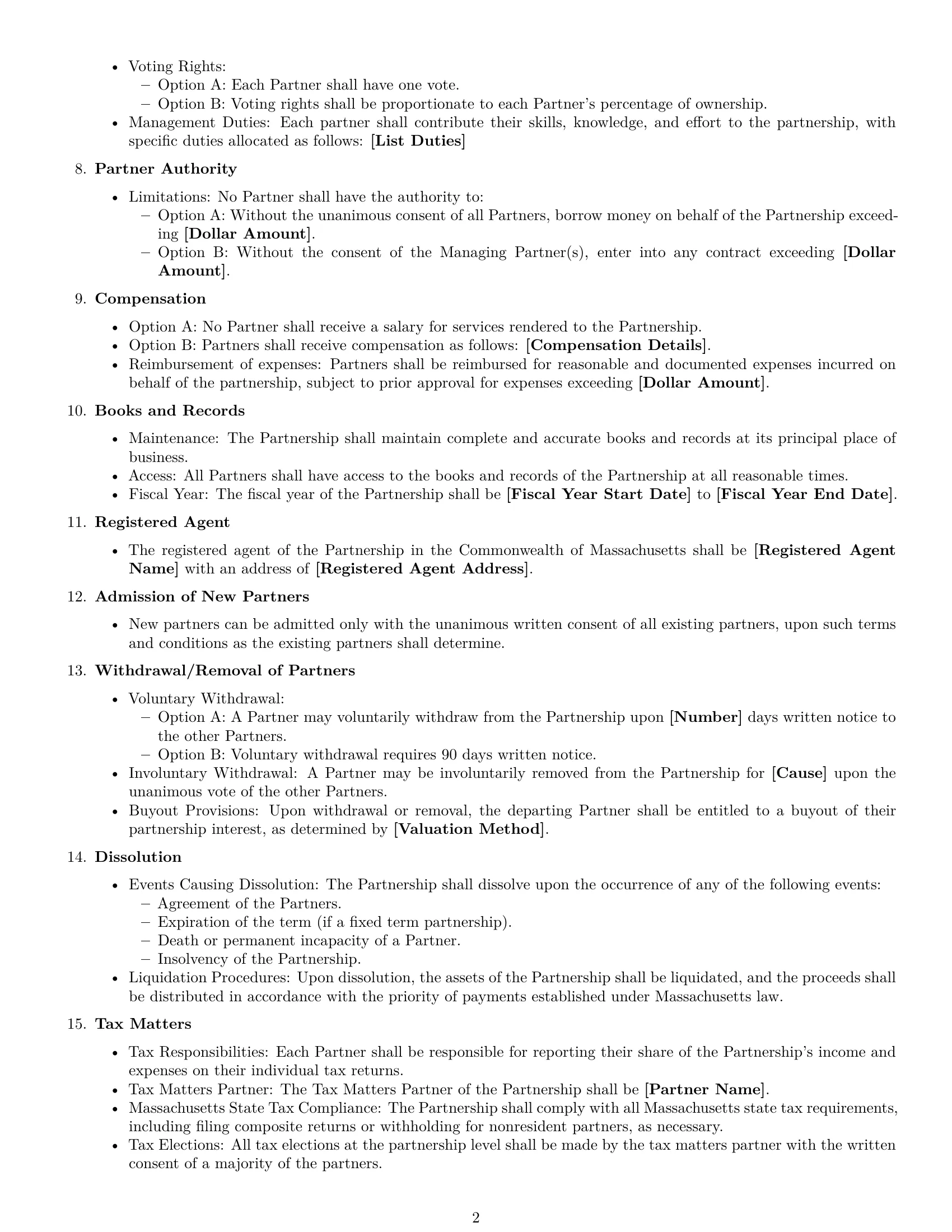 Preview page 2 of Free Massachusetts partnership agreement template
