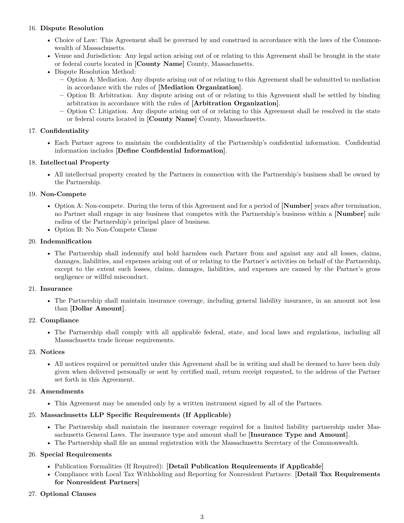 Preview page 3 of Free Massachusetts partnership agreement template