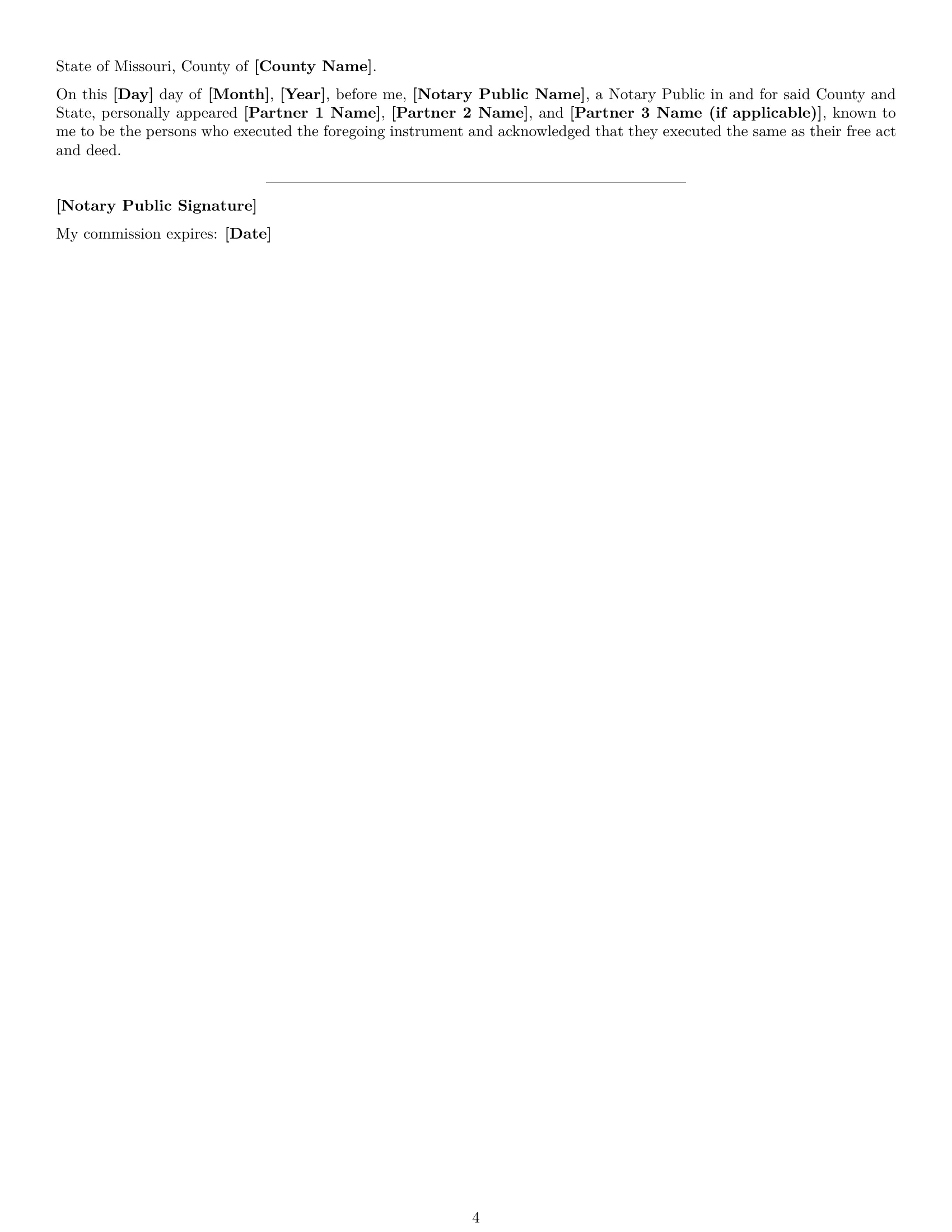 Preview page 4 of Free Missouri partnership agreement template