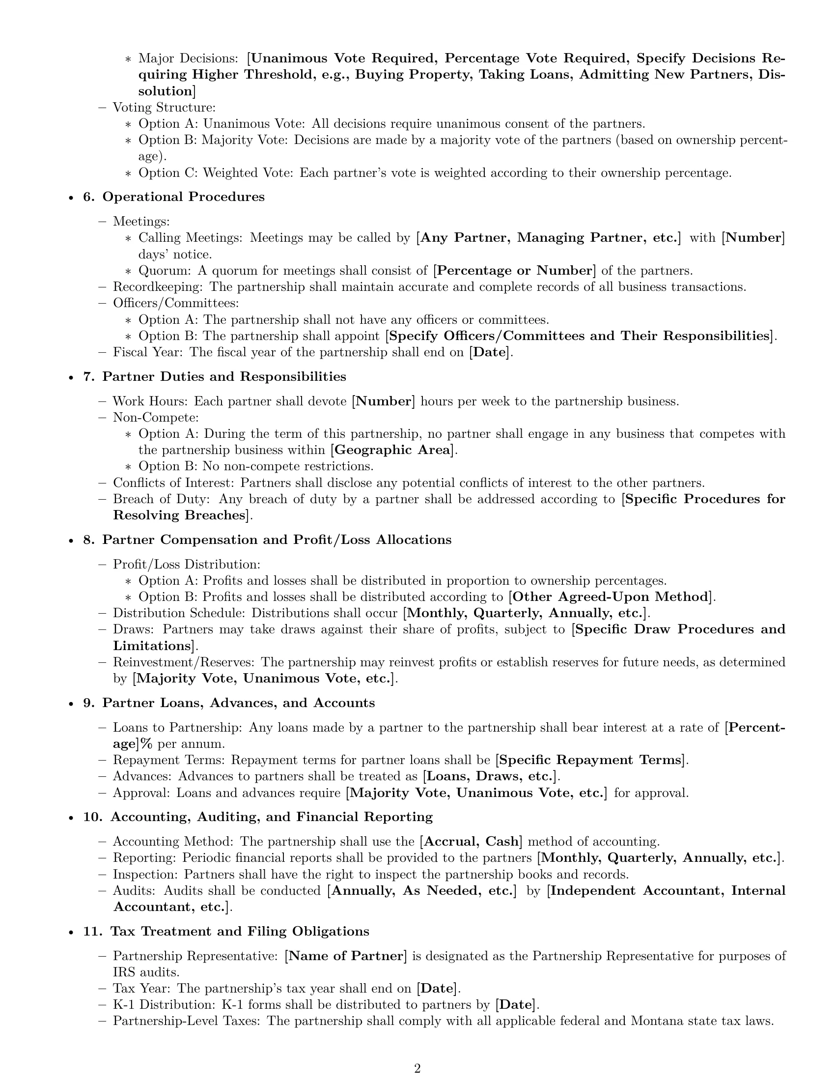 Preview page 2 of Free Montana partnership agreement template