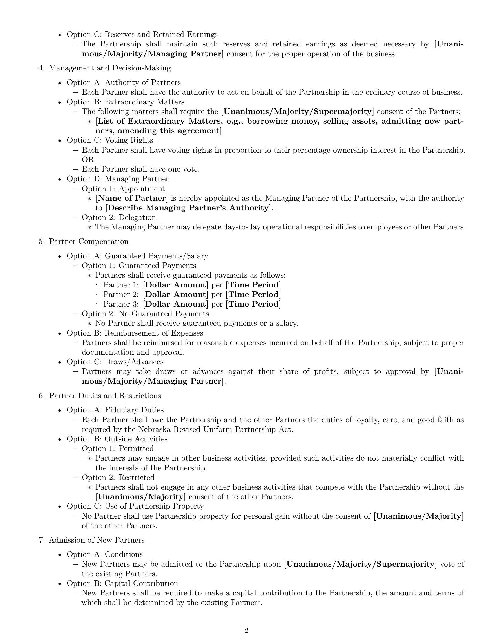 Preview page 2 of Free Nebraska partnership agreement template
