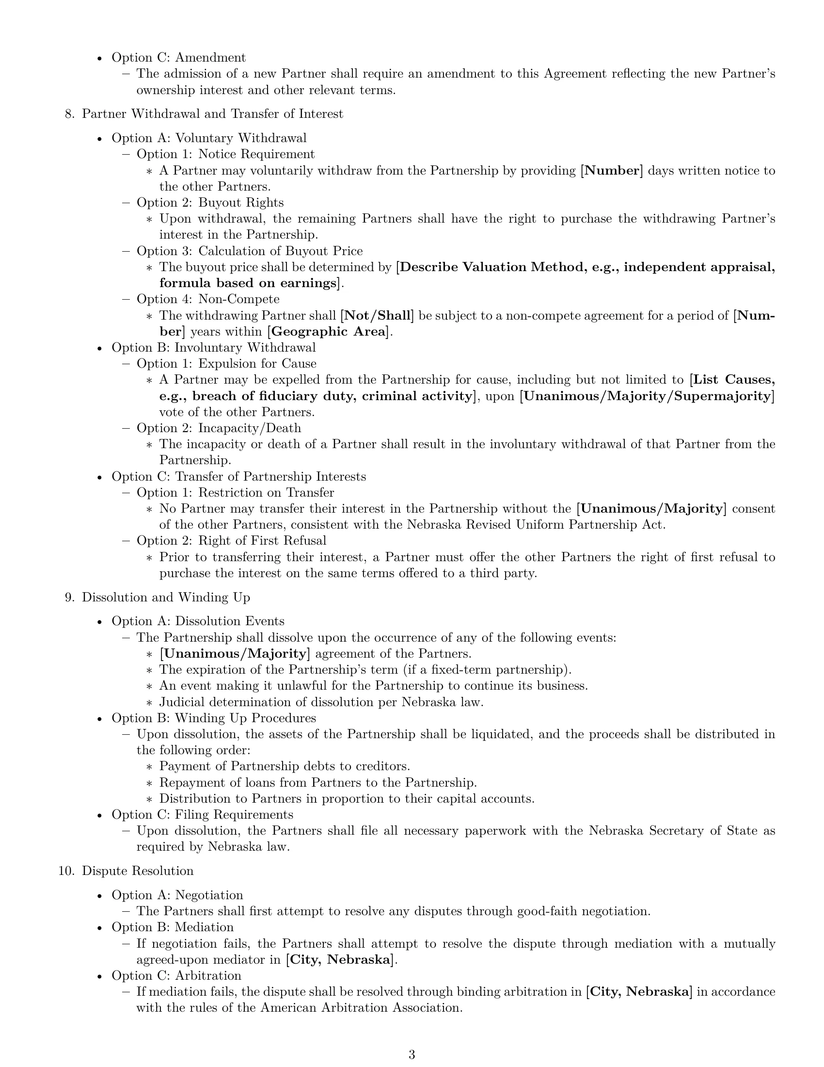 Preview page 3 of Free Nebraska partnership agreement template
