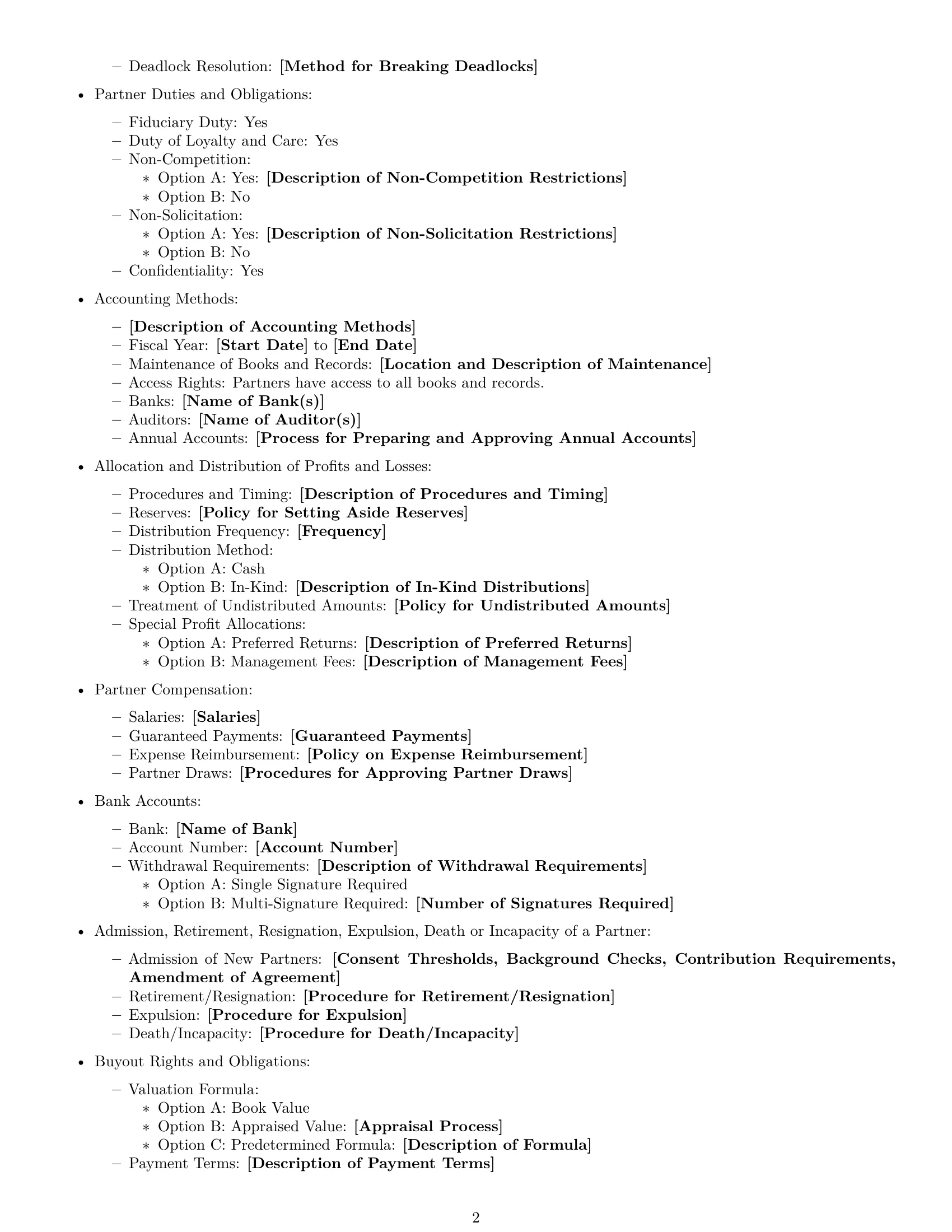 Preview page 2 of Free Nevada partnership agreement template