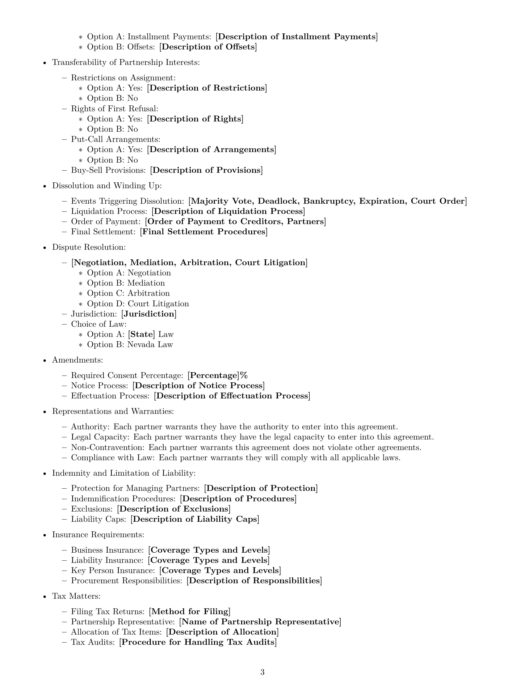 Preview page 3 of Free Nevada partnership agreement template