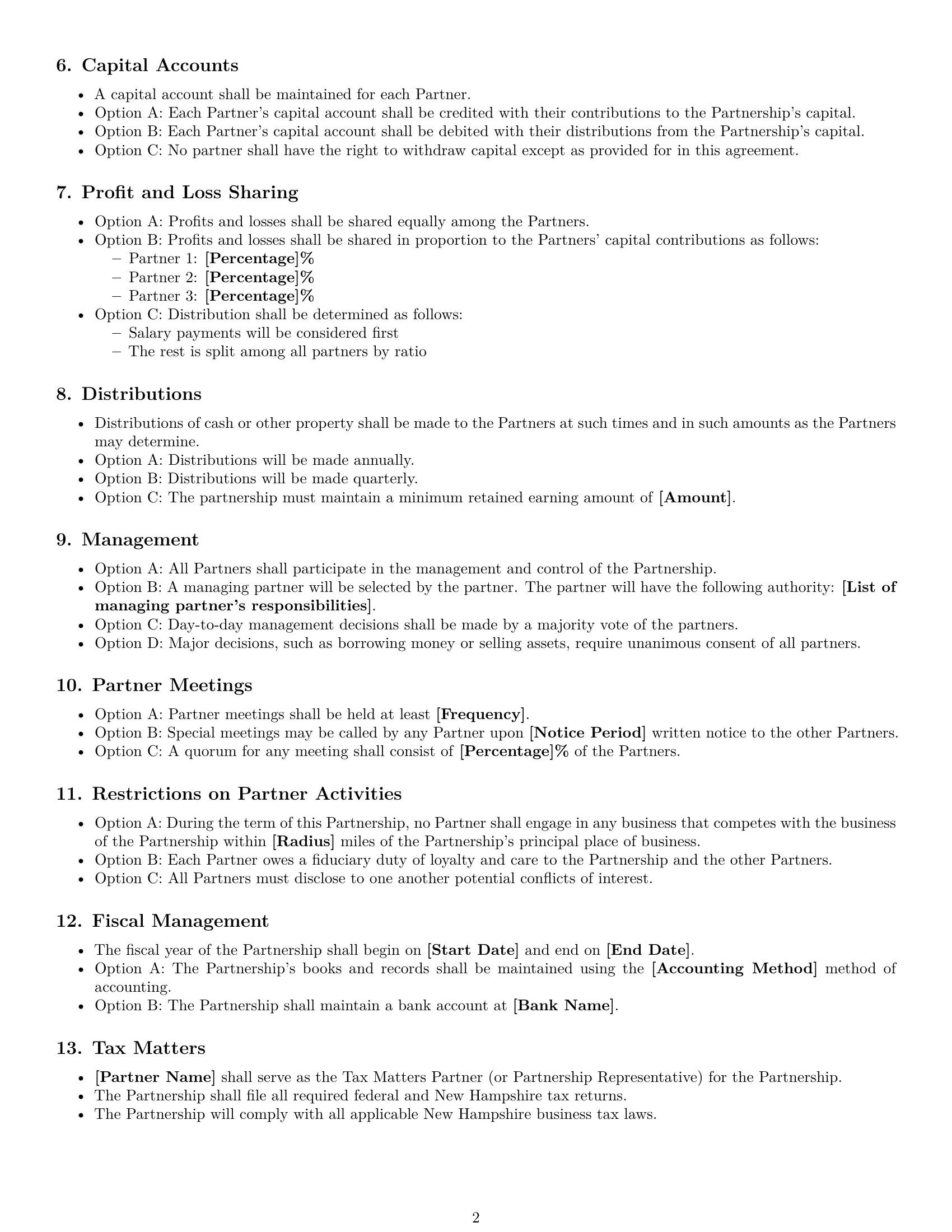 Preview page 2 of Free New Hampshire partnership agreement template